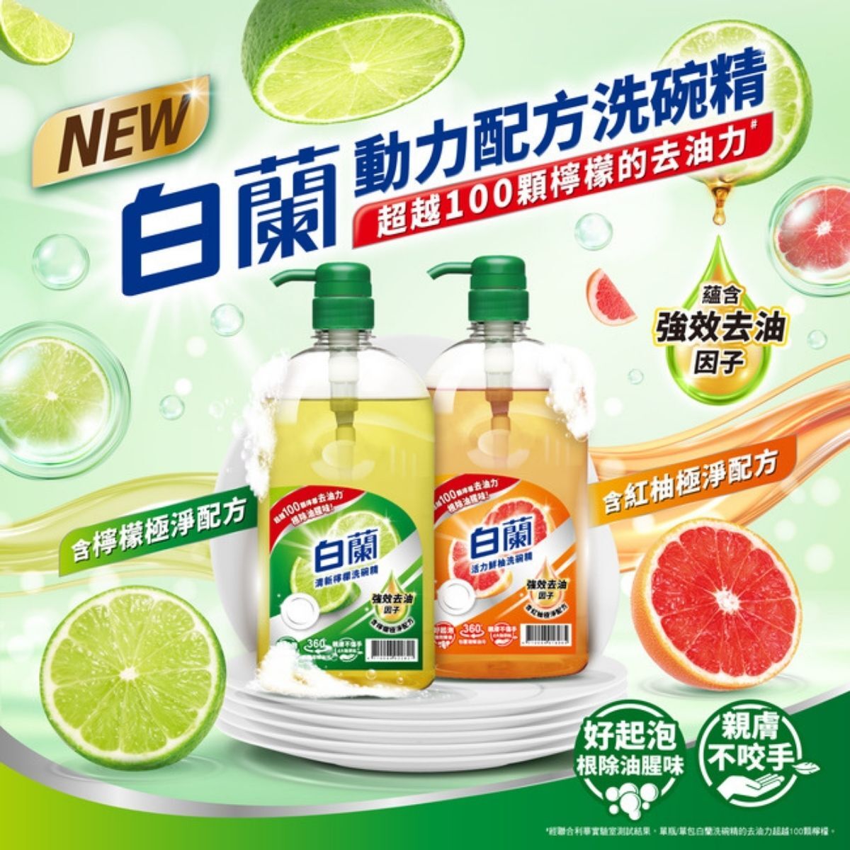 白蘭洗碗精補充包800g／按壓瓶1000g／家庭號2800g｜鮮柚 檸檬 去油洗碗精 廚房清潔 洗潔精【輕鬆購五金百貨】