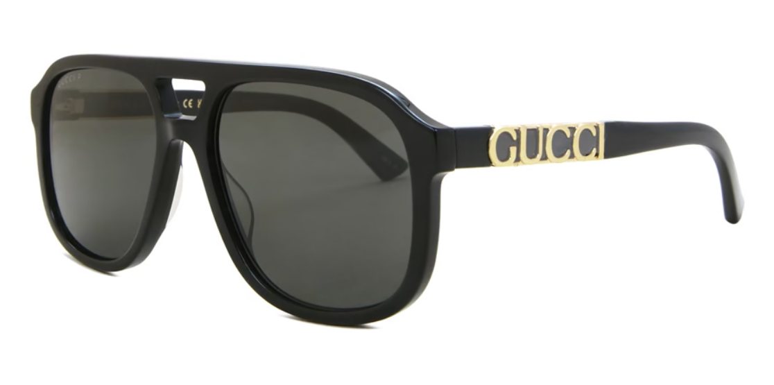 C5 Gucci GG1188S-001 亮黑雙樑飛行員太陽鏡