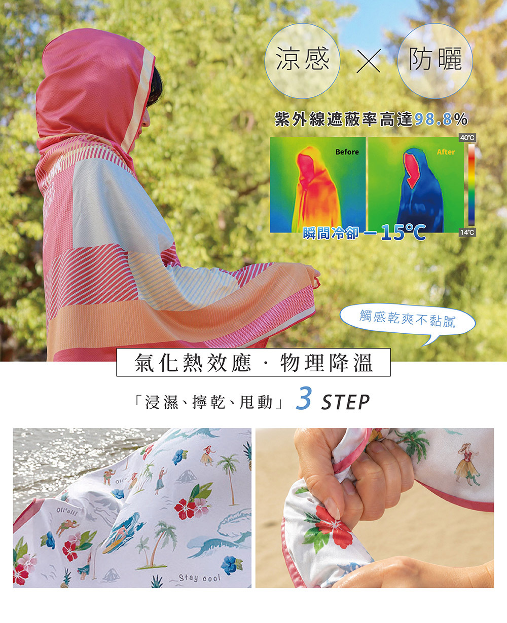 SUN CLOAK 涼感連帽防曬披巾|UPF50+ 涼感防曬披巾