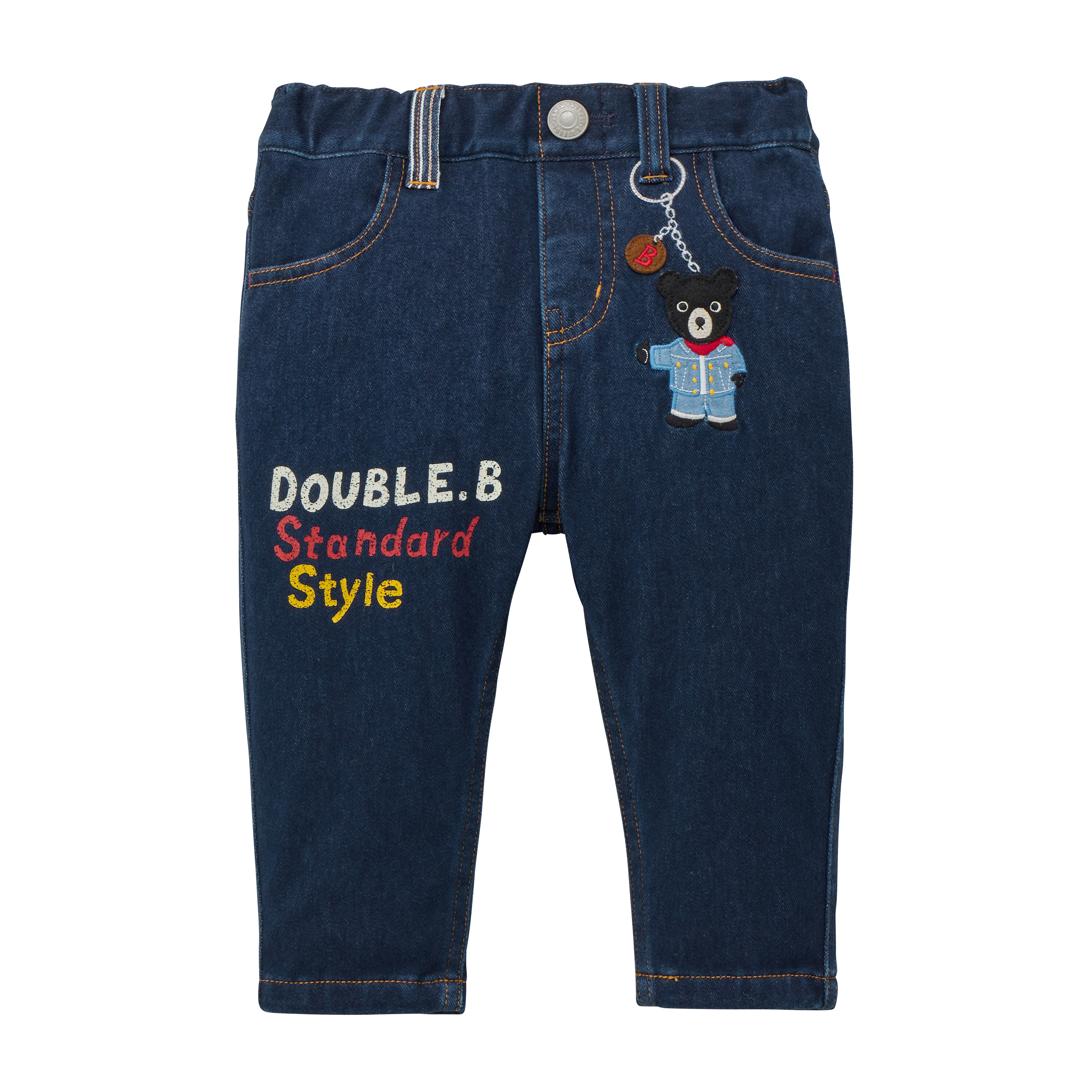 DOUBLE_B 街頭塗鴉風彈性牛仔長褲-靛藍色