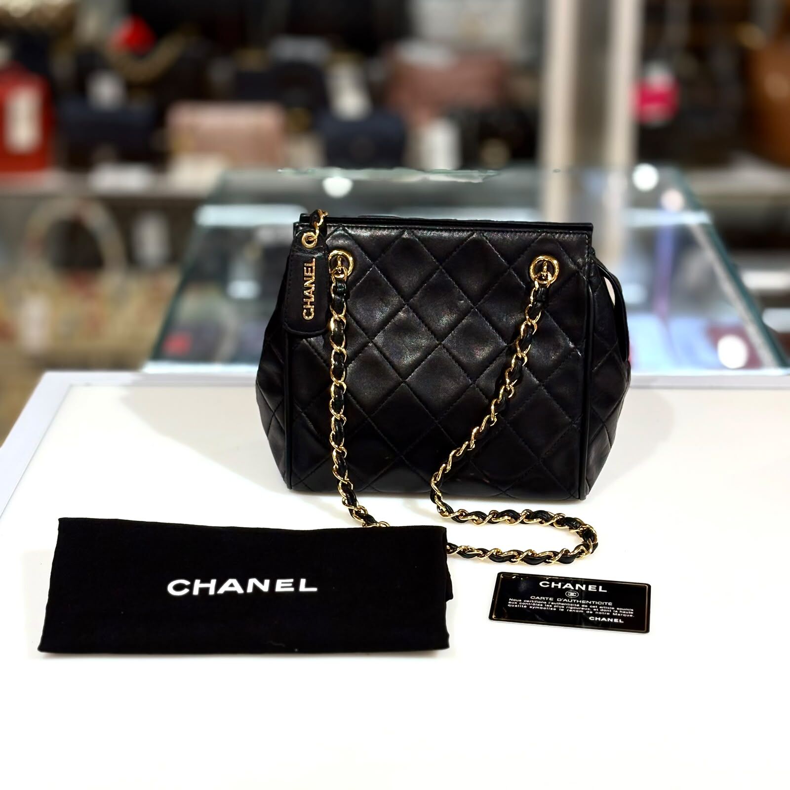 98%NEW二手CHANEL單肩袋 1994 Mini Quilted 羊皮金扣 VINTAGE 中古 Tote Bag #香榭站正品