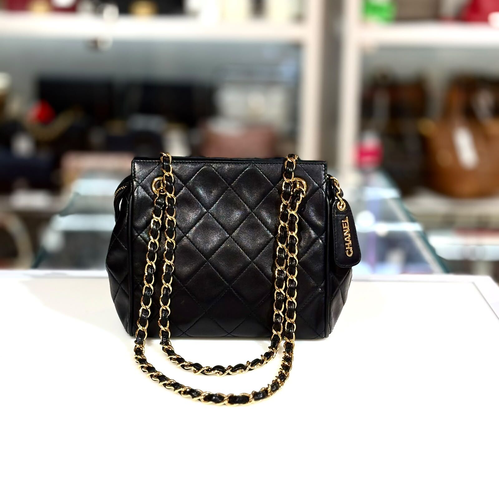 98%NEW二手CHANEL單肩袋 1994 Mini Quilted 羊皮金扣 VINTAGE 中古 Tote Bag #香榭站正品