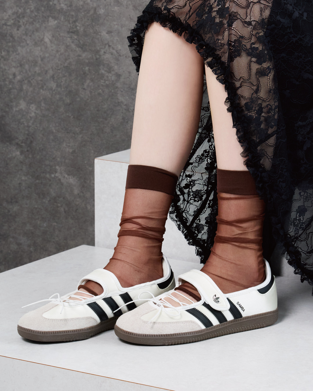ADIDAS SAMBA JANE 奶油白黑 珠光白 黑色 奶油白 焦糖底 異材質 拼接 瑪莉珍鞋 涼鞋 女鞋 KZ6689 / 調貨