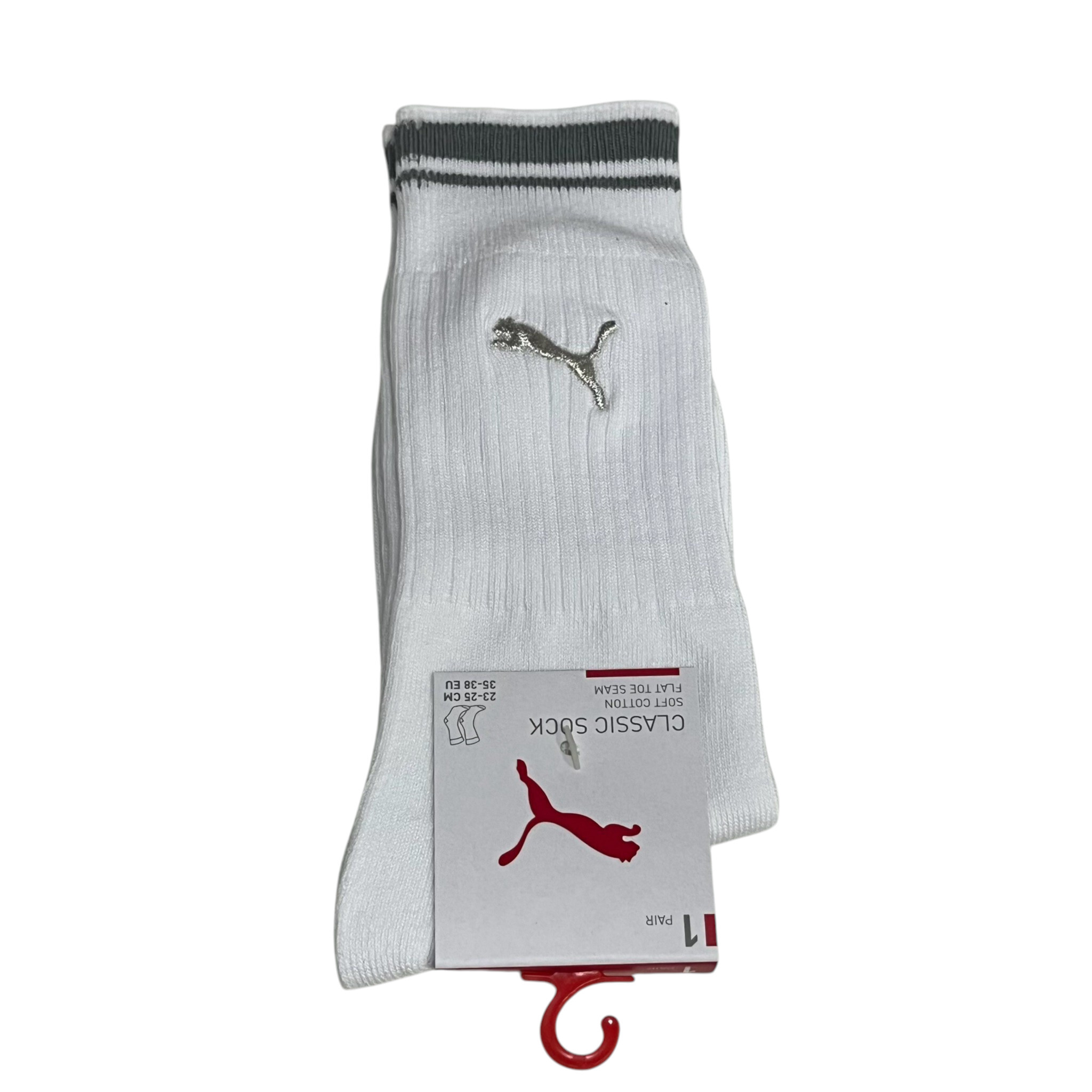 PUMA 襪子 FASHION 白 灰綠條紋 銀LOGO 長襪 男女 BB161401