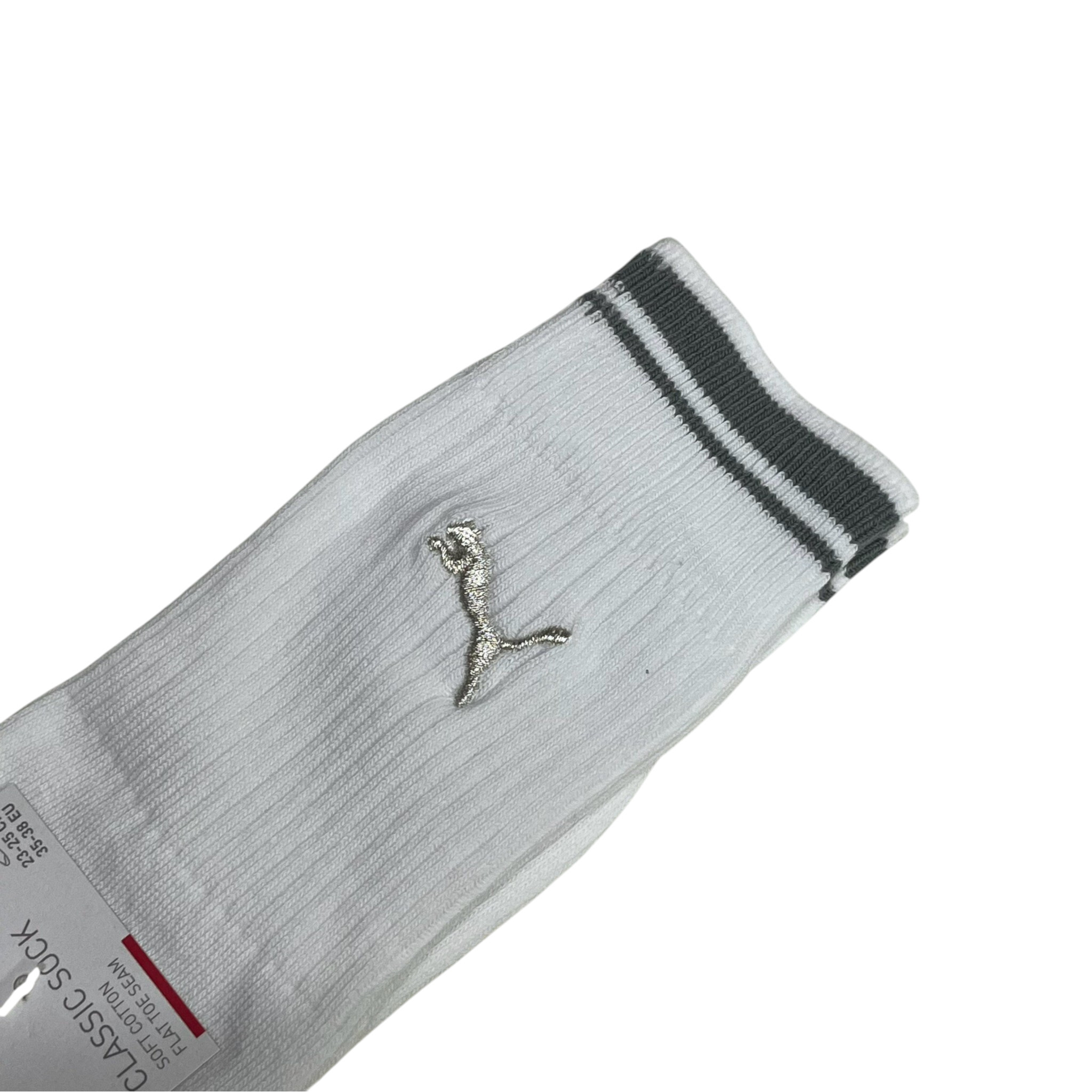PUMA 襪子 FASHION 白 灰綠條紋 銀LOGO 長襪 男女 BB161401