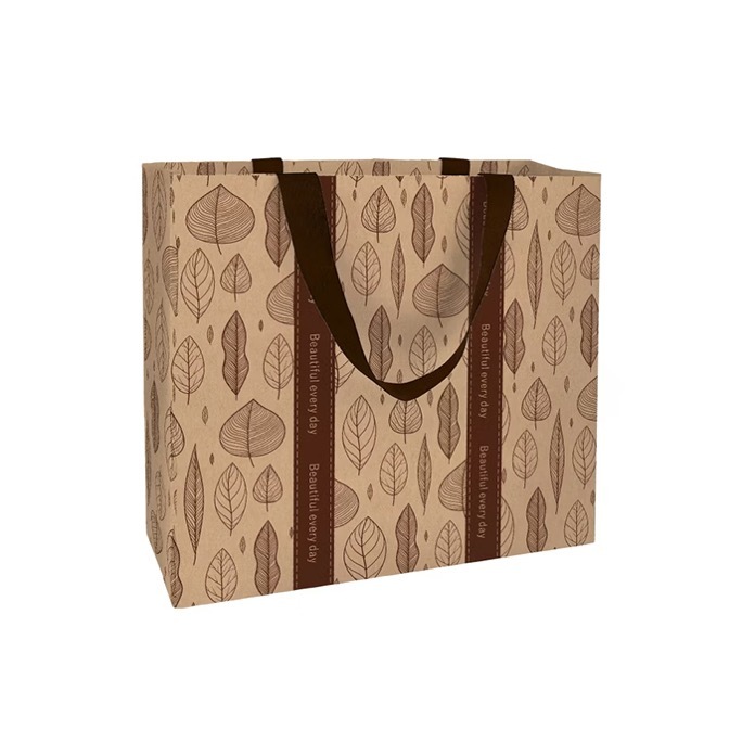 精品紙袋 百葉興旺 咖啡色密紋帶 10入/包 30x27x12cm【NW20-302711】