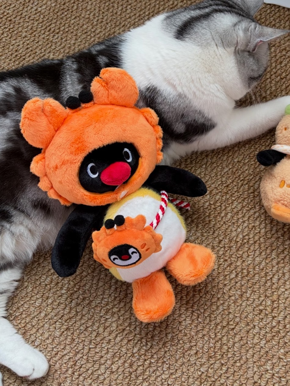 正版授權 PINGU 企鵝家族 中華美食 螃蟹 毛絨 公仔 大娃