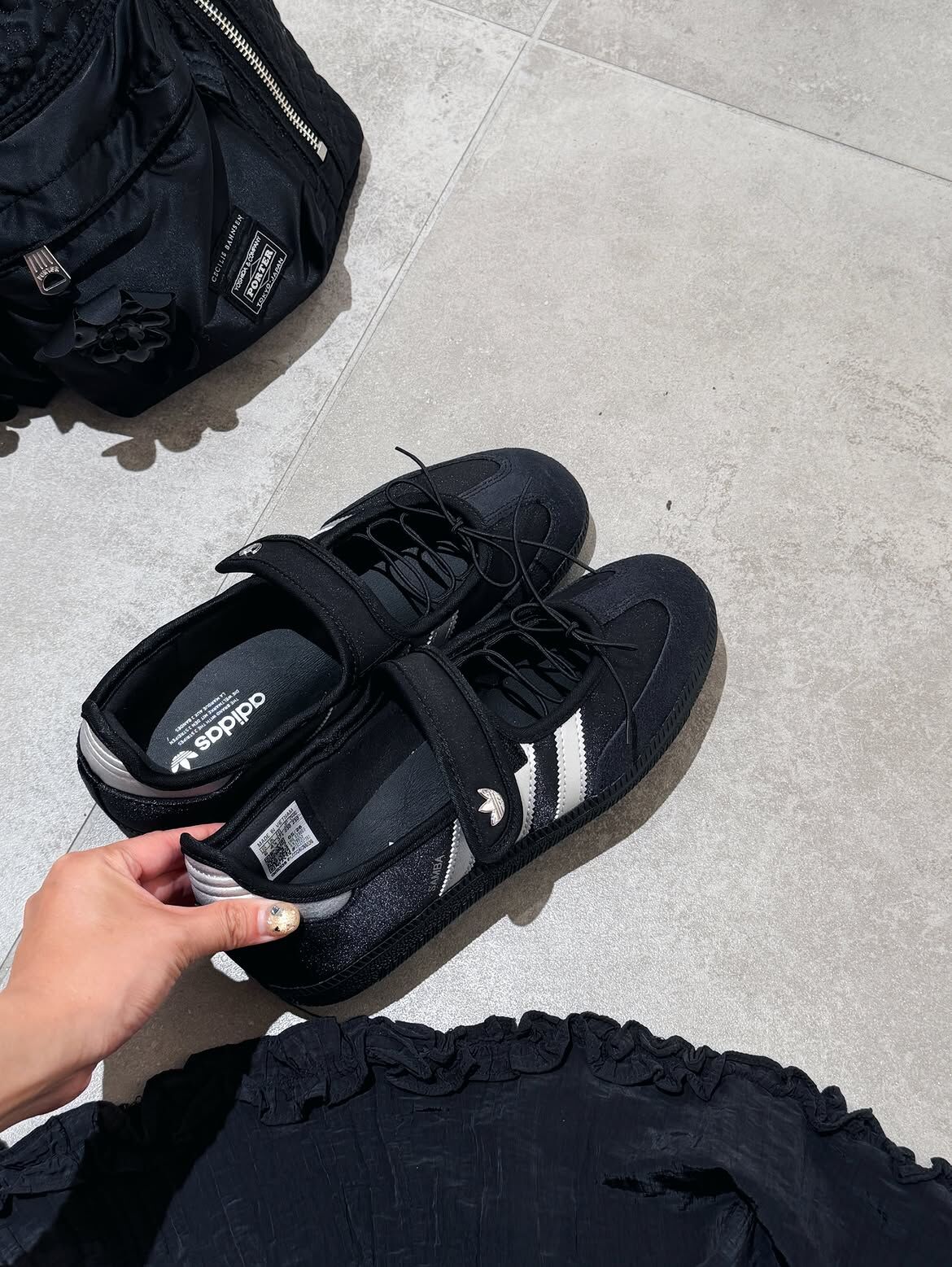 ADIDAS SAMBA JANE 黑銀 珠光黑 黑色 灰銀 焦糖底 異材質 拼接 瑪莉珍鞋 涼鞋 女鞋 KZ8952 / 調貨