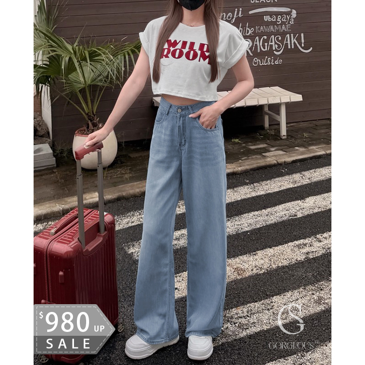G5072 「命定闊腿涼感牛仔褲」