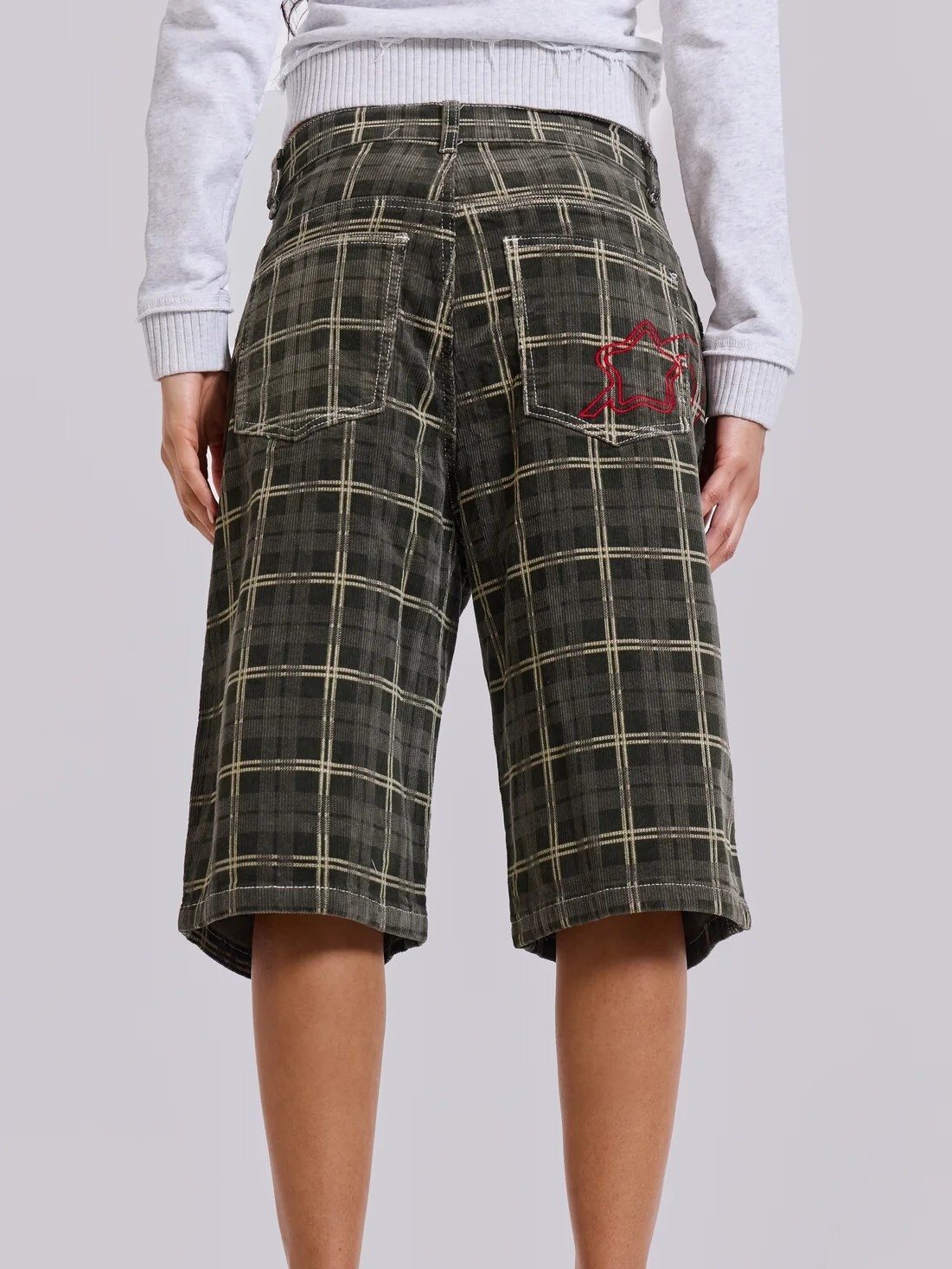 JADED LONDON 格紋燈芯絨 寬鬆七分褲 Brooklyn Cord Jumbo Jorts JMSH2704