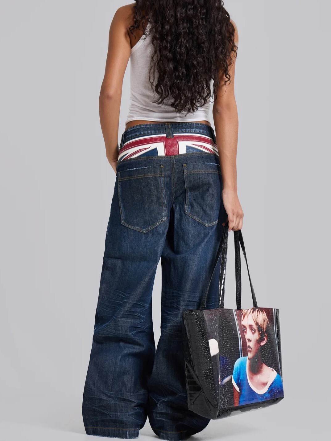JADED LONDON 英國國旗皮革貼布 寬鬆闊腿牛仔褲 Union Jack Indigo Colossus Jeans JMJE6126