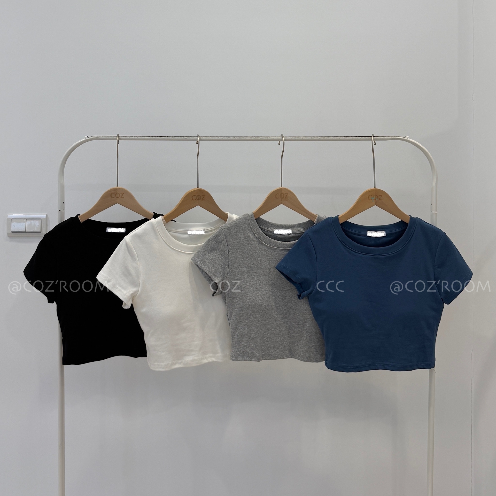 基礎款麻糬圓領短版Bra Tee (4色) _535