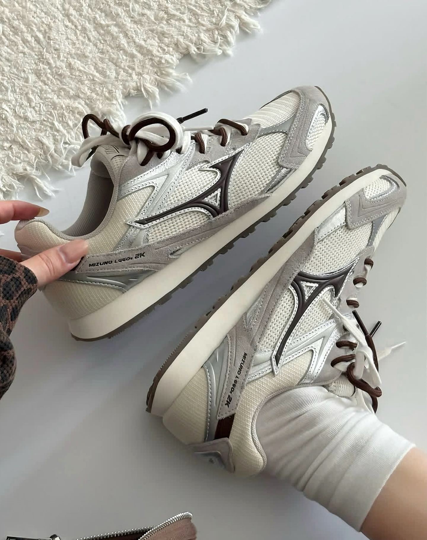 MIZUNO LG 60S MIU系撞色 復古奶油銀棕 薄底德訓鞋