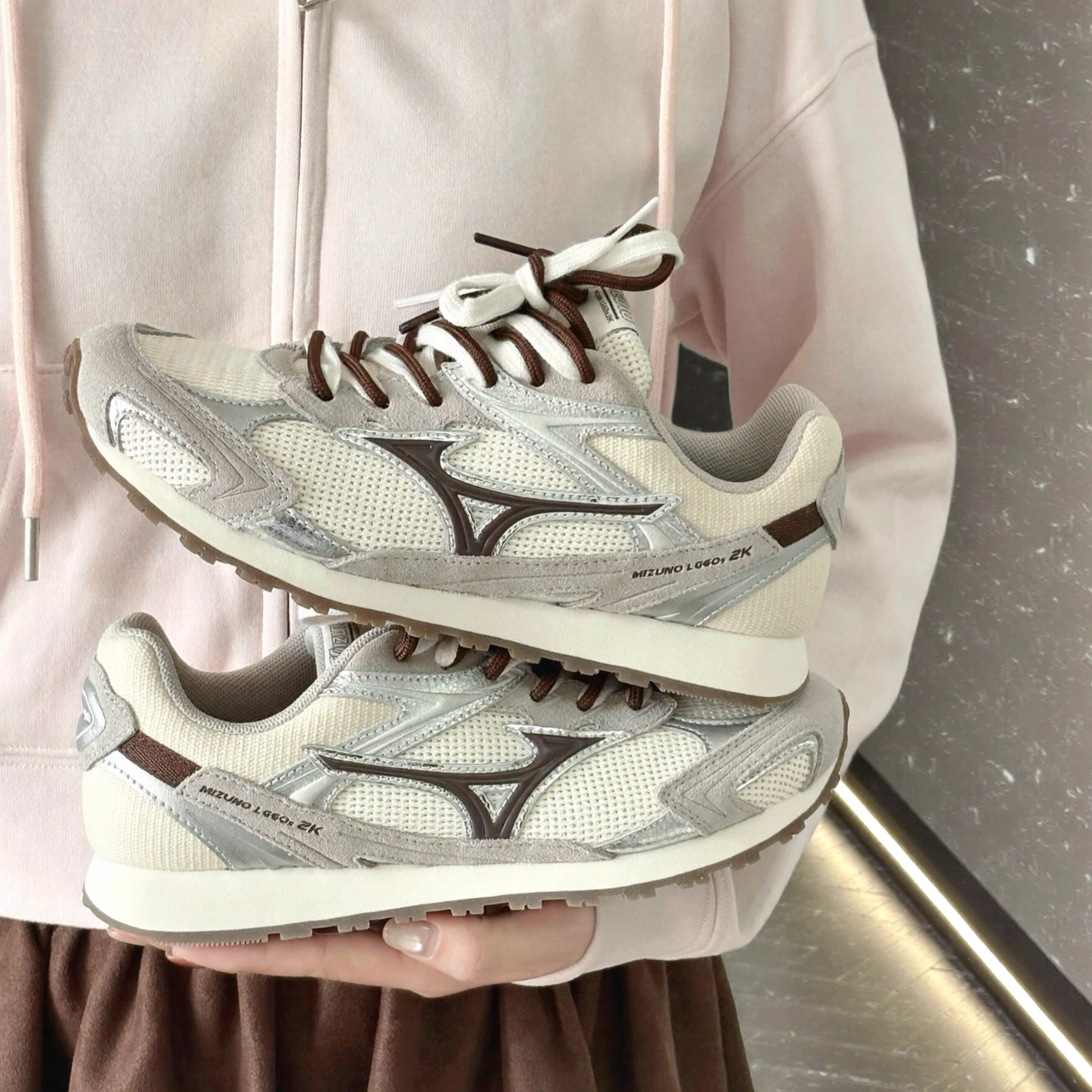 MIZUNO LG 60S MIU系撞色 復古奶油銀棕 薄底德訓鞋