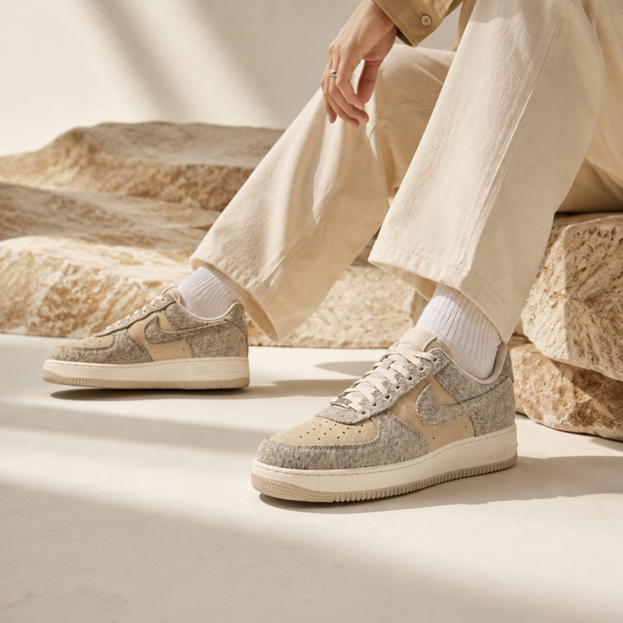 NICEDAY 代購 Nike Air Force 1 Low 沙漠 丹寧 編織 沙漠之鷹 奶茶色 大地色 復古 小麥 IR0951-201