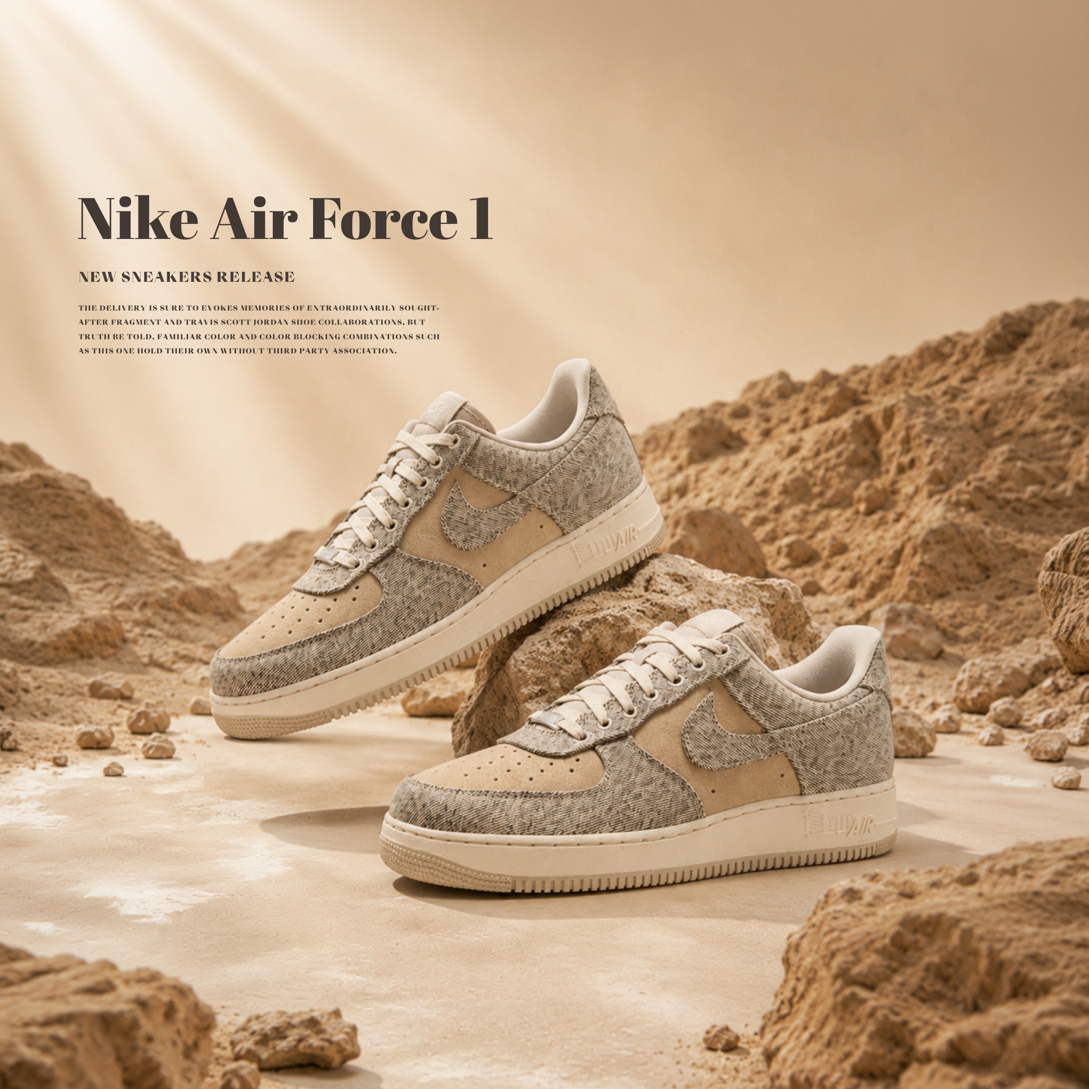 NICEDAY 代購 Nike Air Force 1 Low 沙漠 丹寧 編織 沙漠之鷹 奶茶色 大地色 復古 小麥 IR0951-201