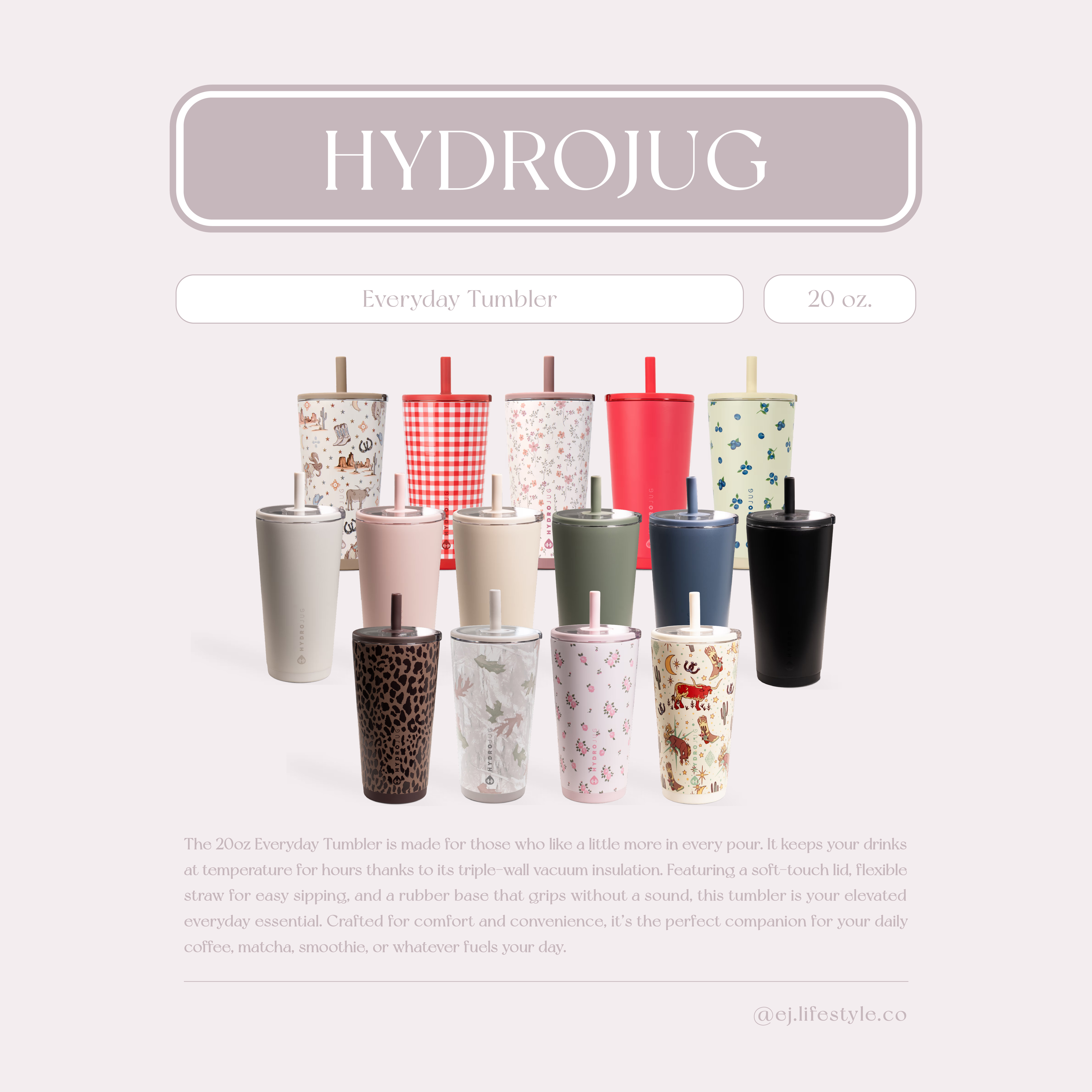 🇺🇸 HYDROJUG Everyday Tumbler 日常保溫杯 吸管杯 20oz 591ml / 預購