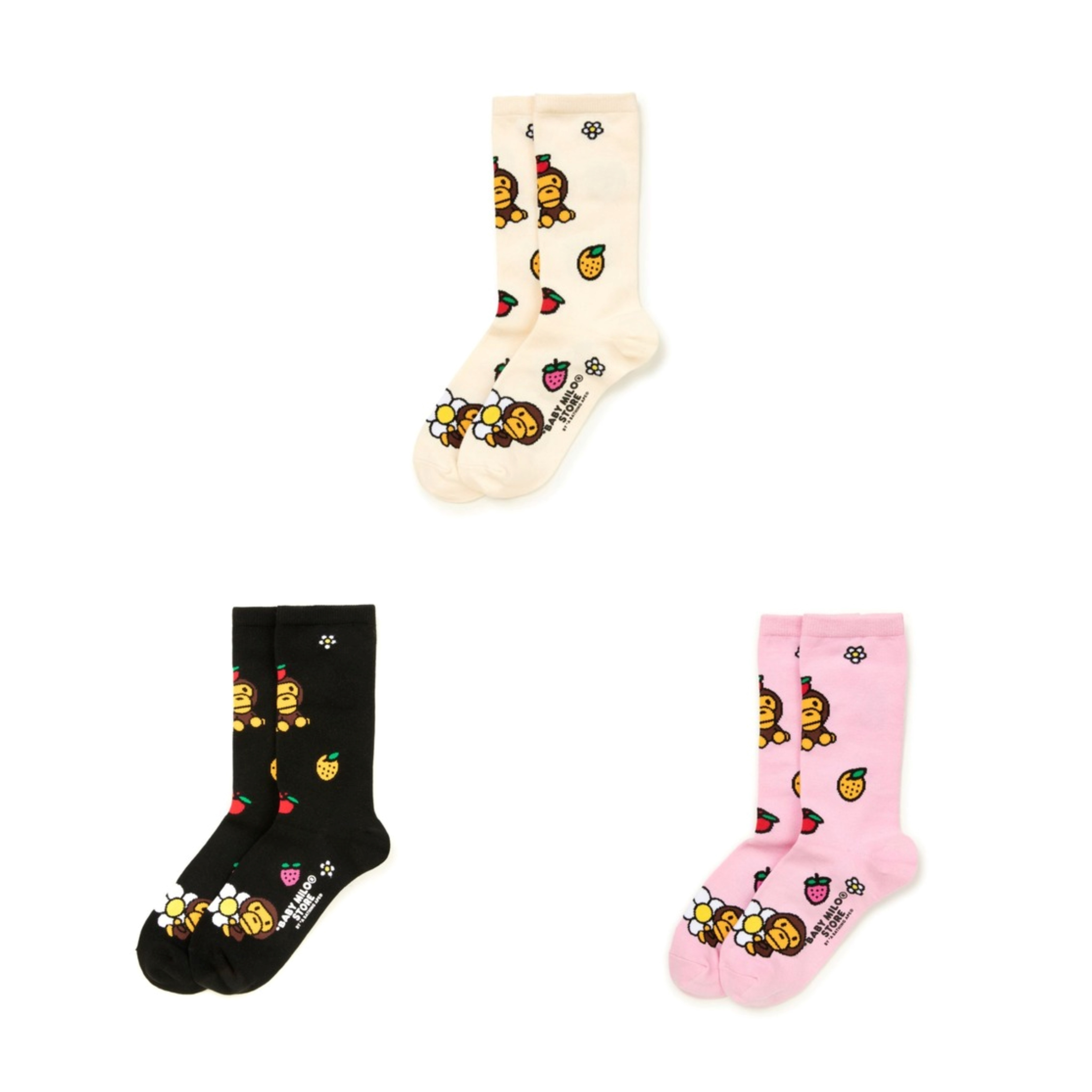 2026SS A BATHING APE BAPE BABY MILO SOCKS #2 水果 猴子 長襪 襪子 現貨 AM20184302