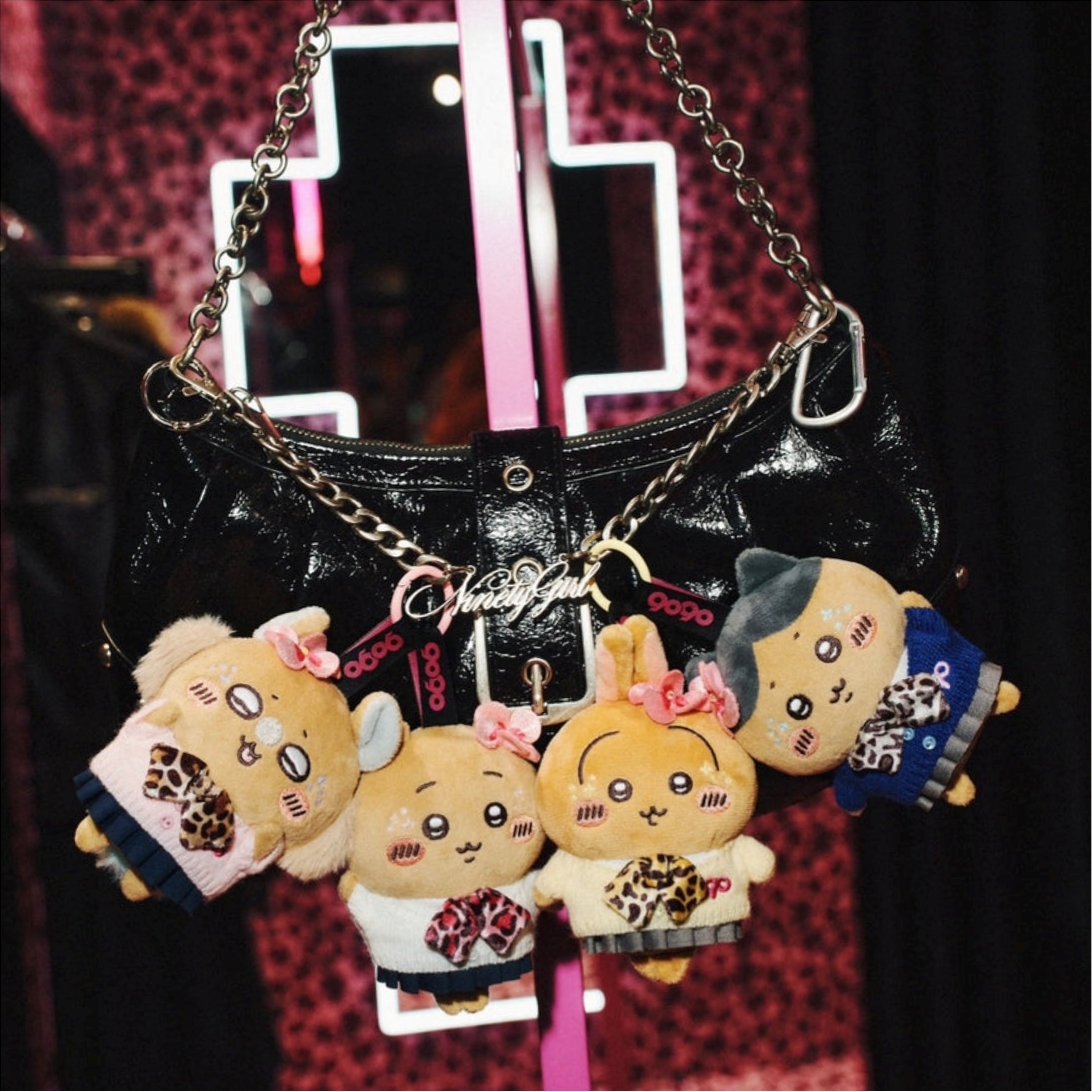 2026SS 9090 × Chiikawa Gal NINETY Mascot Keychain 聯名 黑皮 吉伊卡哇 娃娃 吊飾 現貨 NN2292-0410