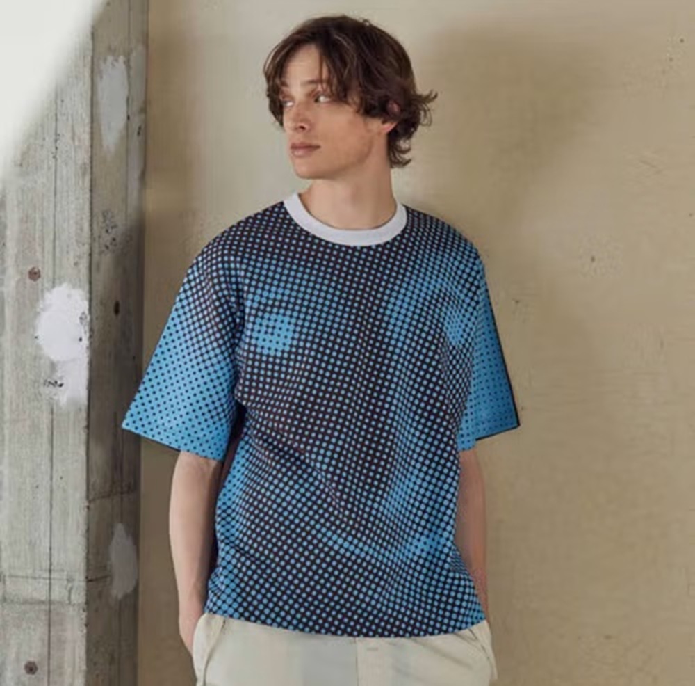 KOLOR JAPAN HUMAN FACE DOT TEE - BLUE/BROWN PRE ORDER ITEM (預訂中)