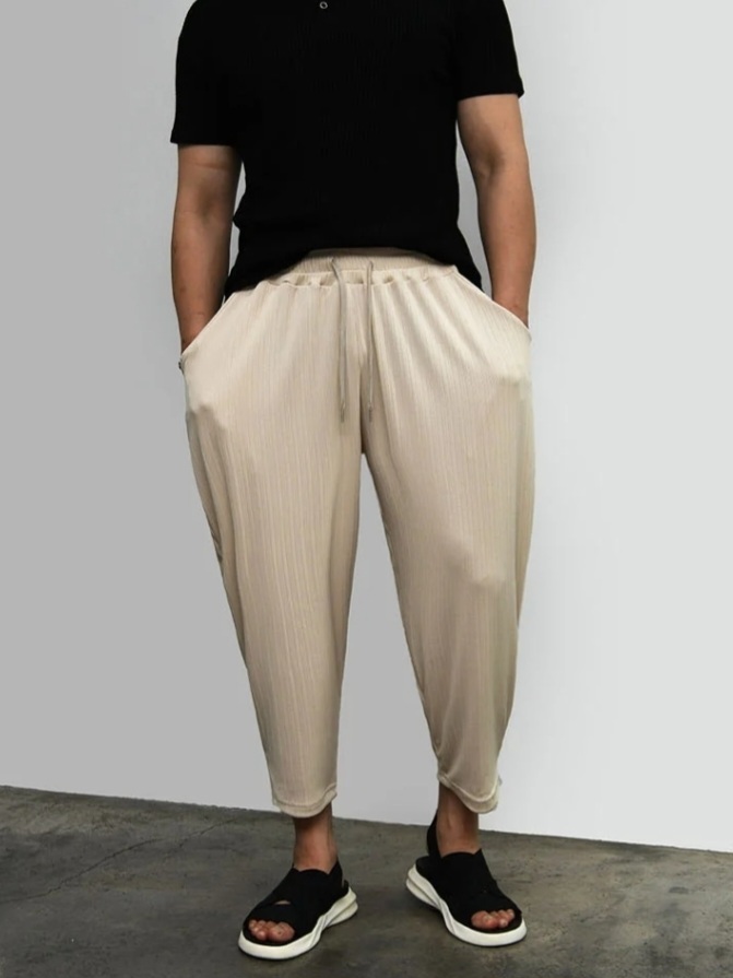 Ice silk pleated balloon pants