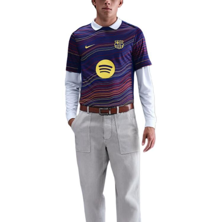 【代購】Nike Fc Barcelona Academy Pro Home Men's Nike Dri-FIT Soccer Pre-Match Short-Sleeve Top HJ7142-456