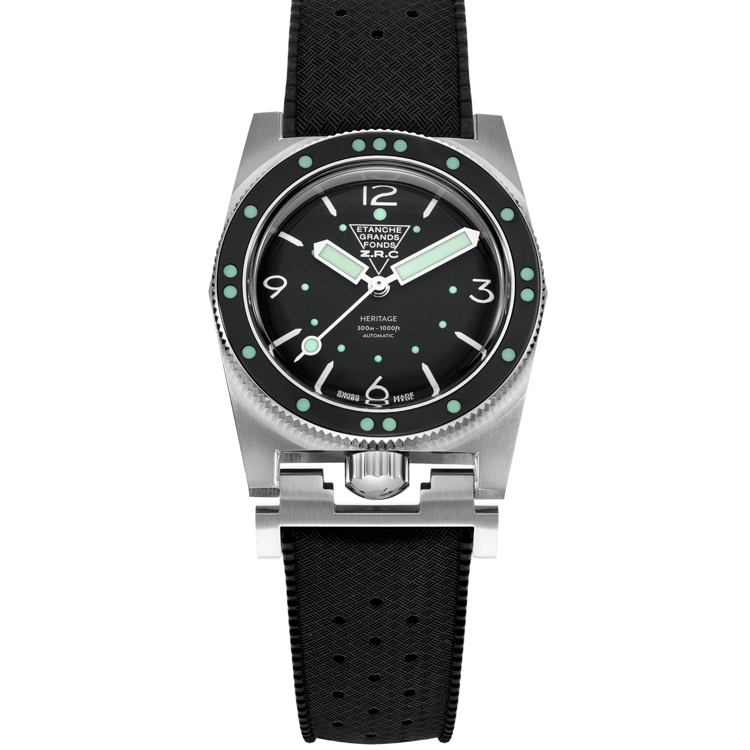 ZRC Grands Fonds 300 Heritage Black Dial Rubber Dive Watch 39mm (GF381128)