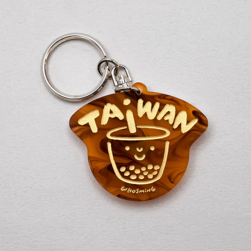 TAiWAN 珍珠奶茶 鑰匙圈 半透明壓克力｜WHOSMING
