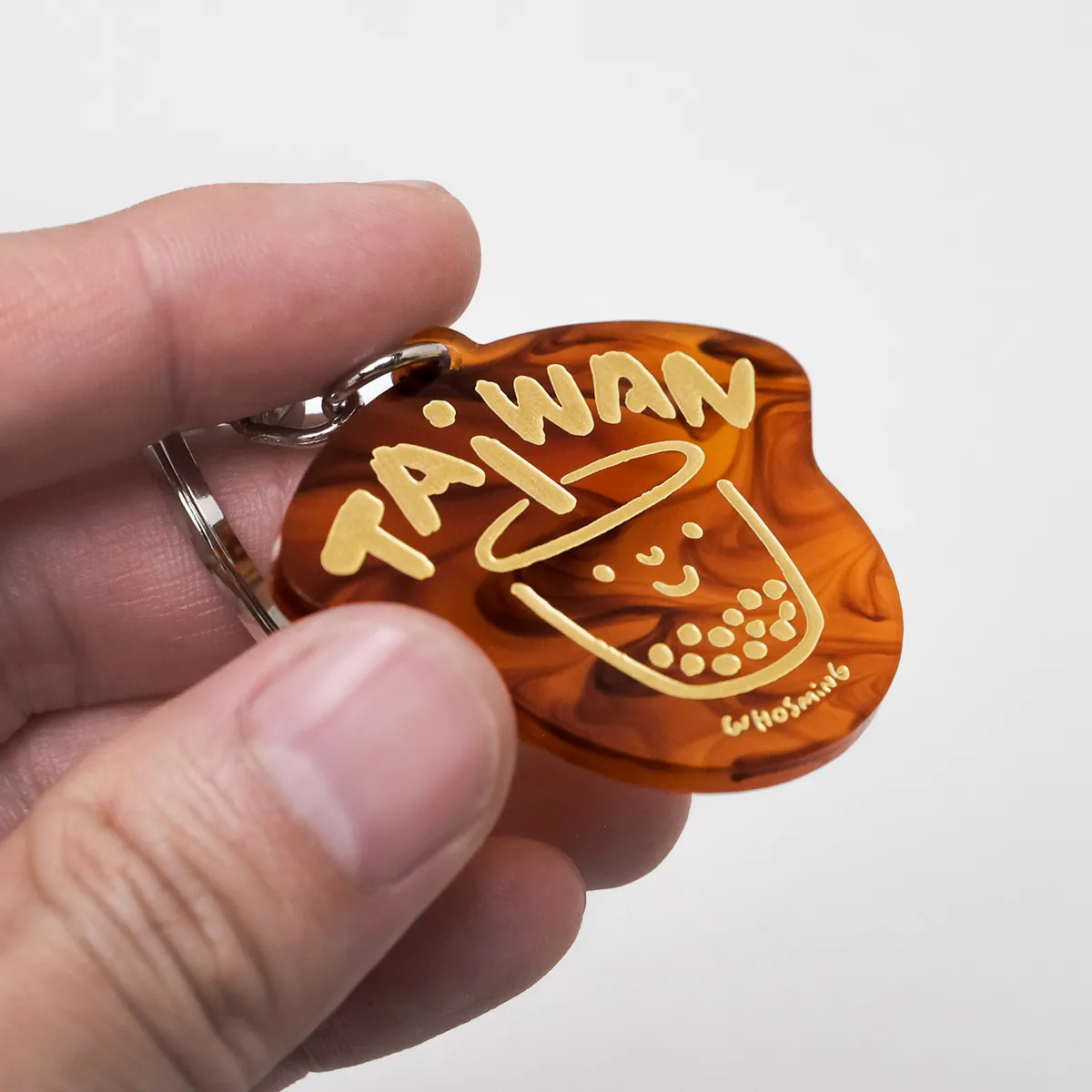 TAiWAN 珍珠奶茶 鑰匙圈 半透明壓克力｜WHOSMING