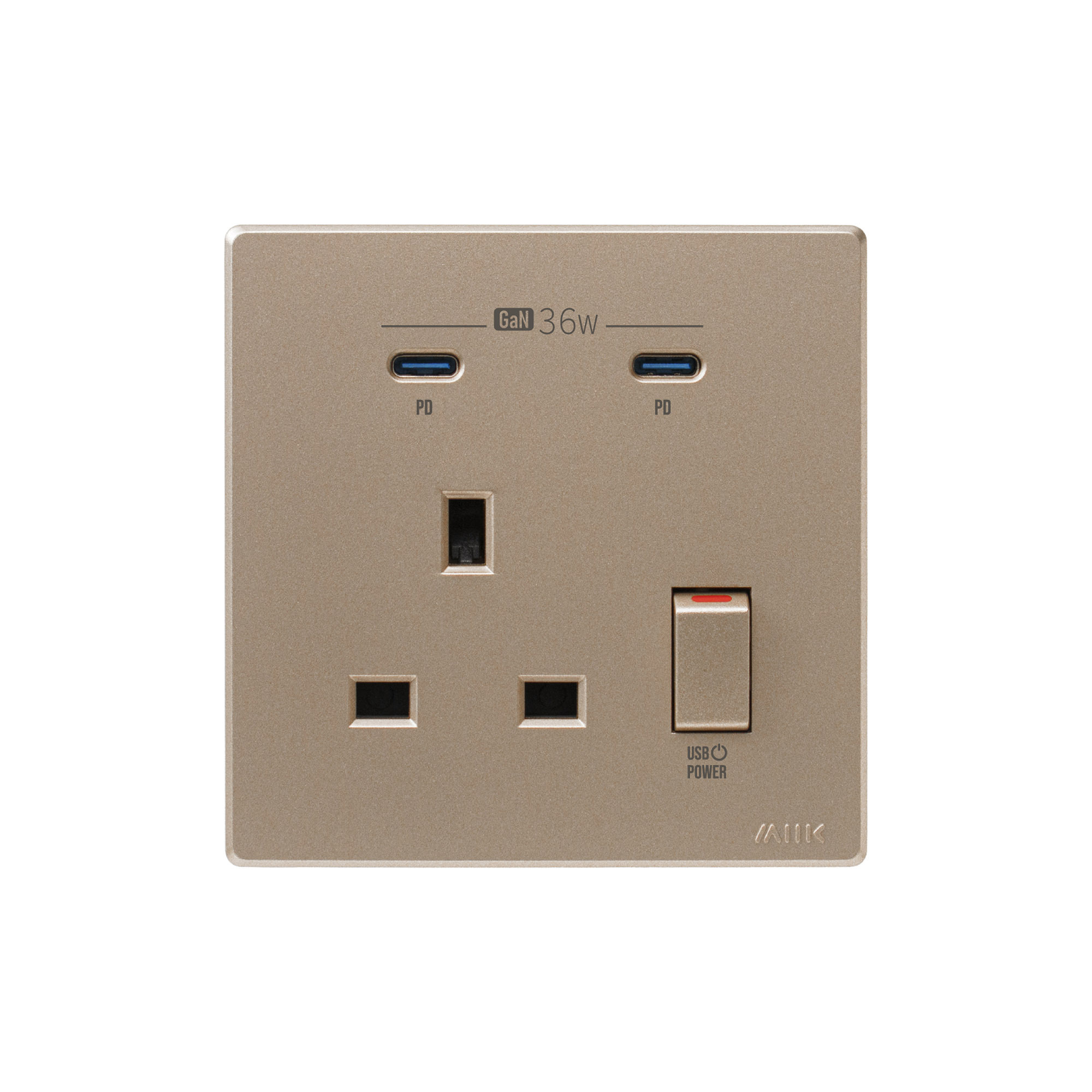 M2K GaN36W 雙Type-C 電制插座 (單蘇) - 玫瑰金