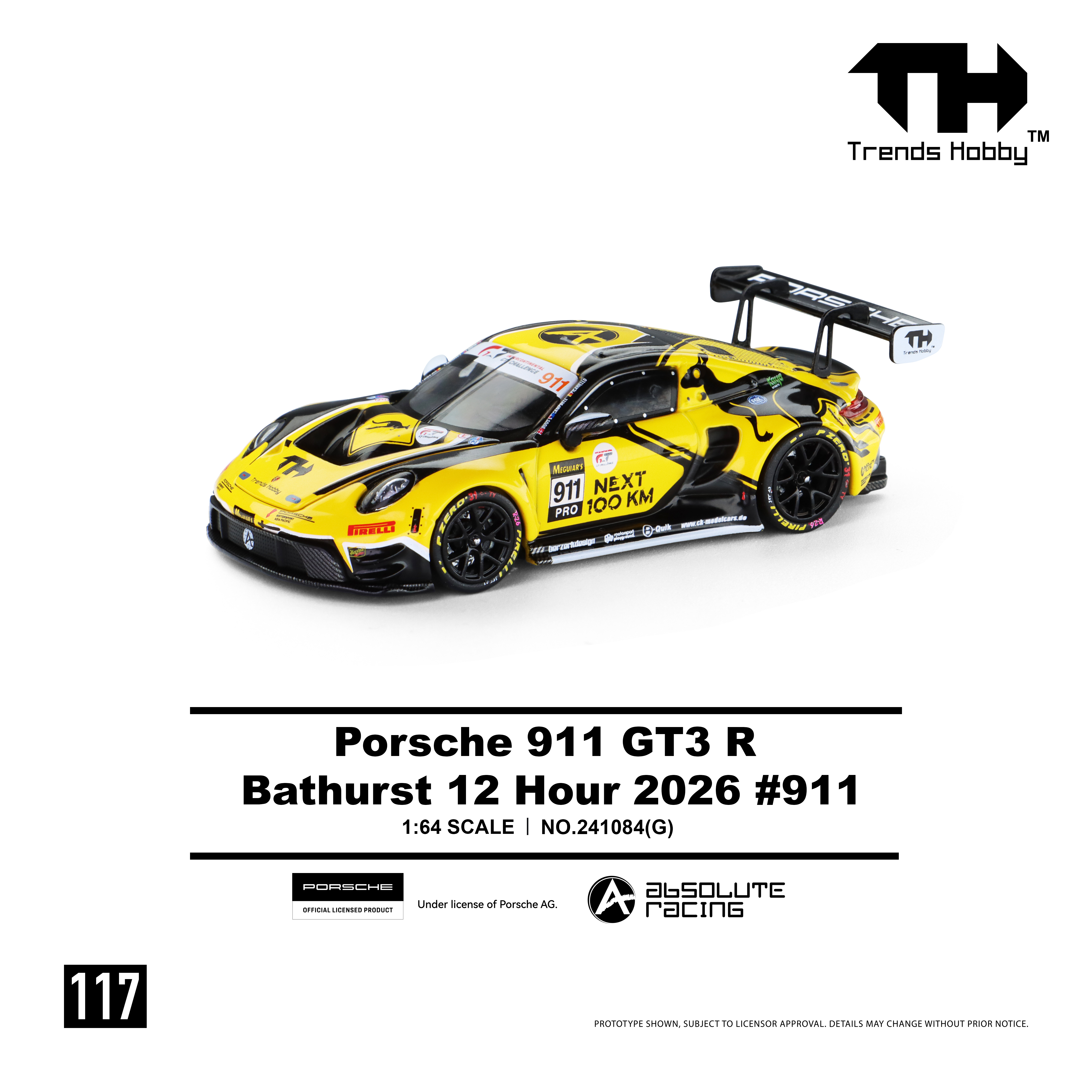 [預訂] Trend Hobby 1/64 - 保時捷Porsche 911 GT3 R - B12H 2026 #911