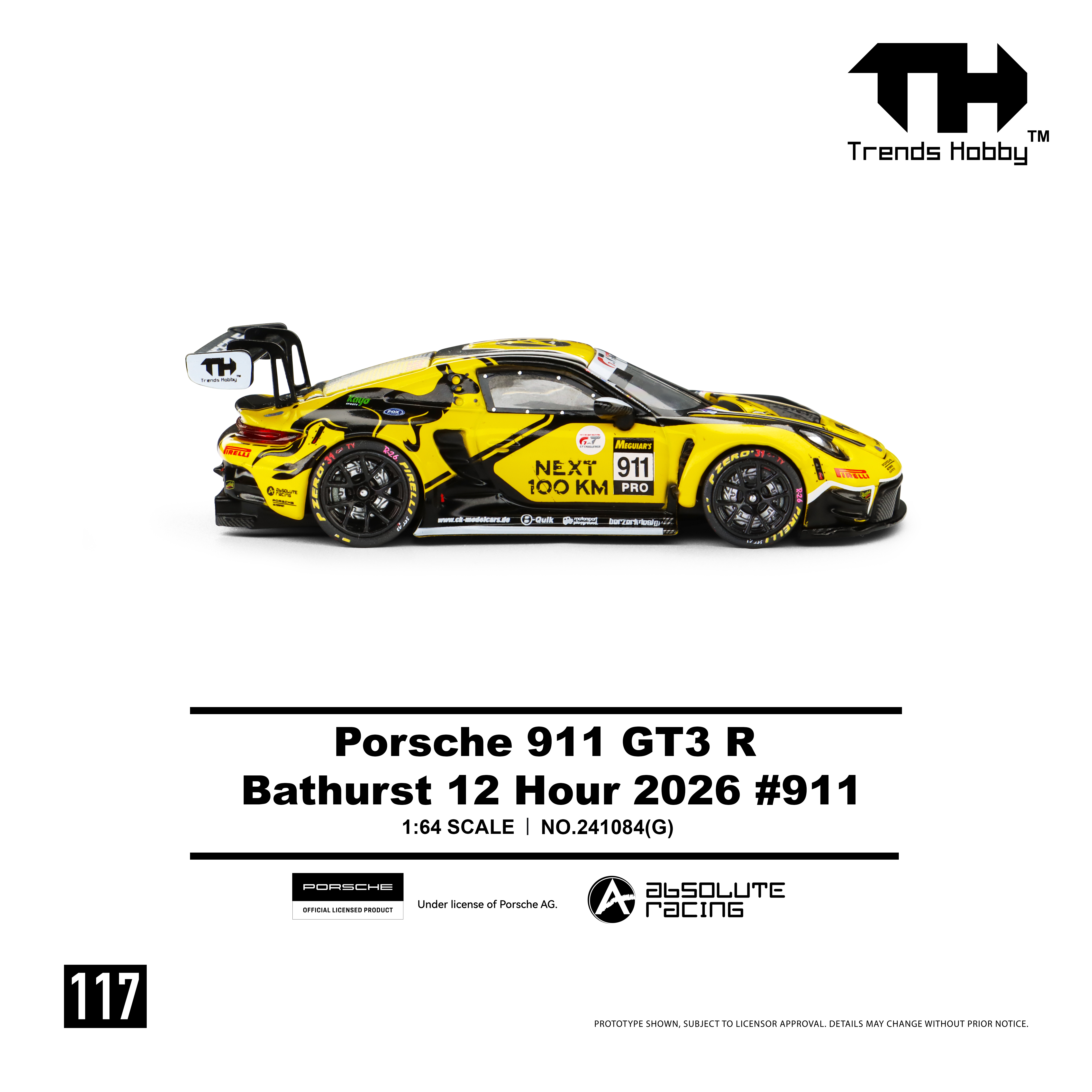 [預訂] Trend Hobby 1/64 - 保時捷Porsche 911 GT3 R - B12H 2026 #911