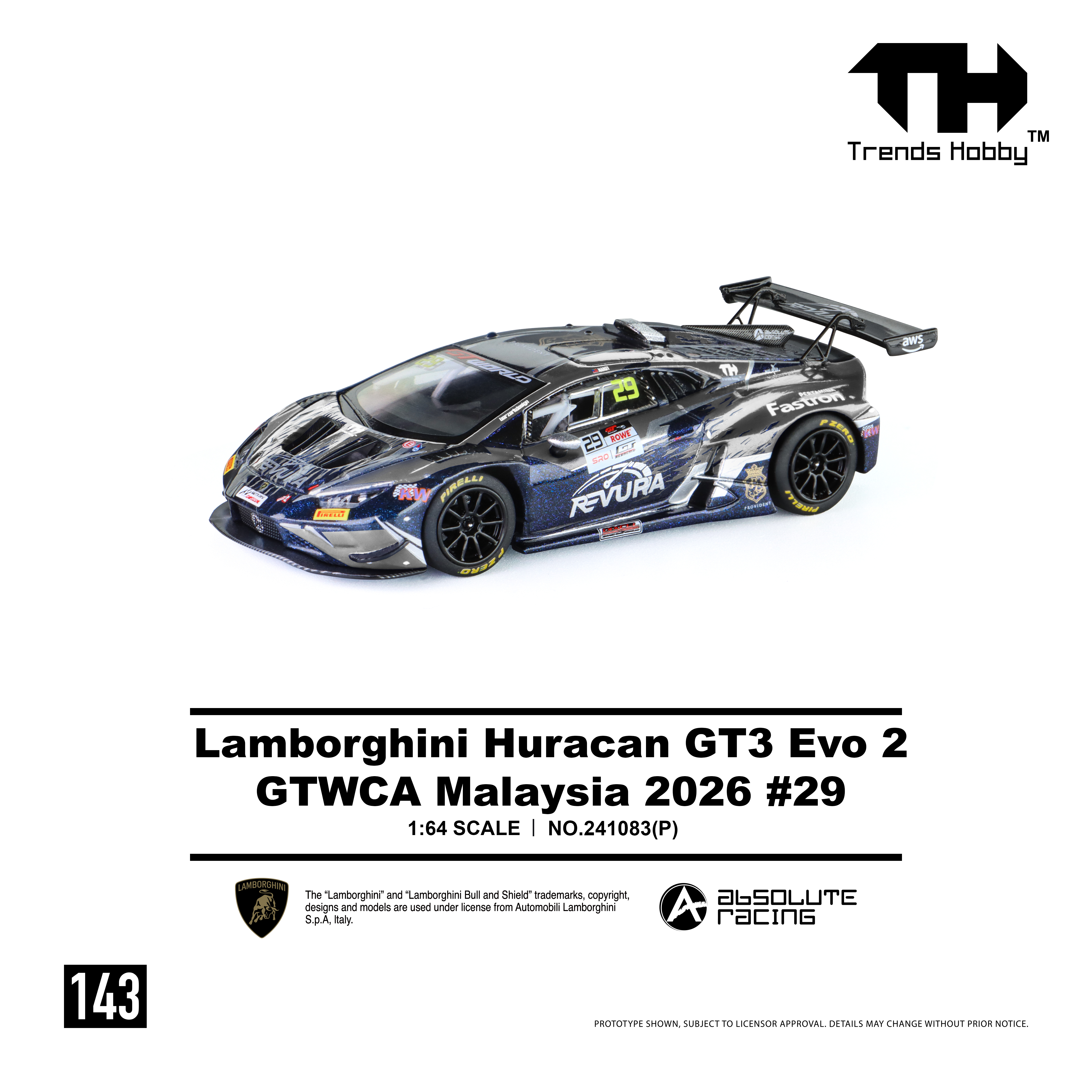 [預訂] Trend Hobby 1/64 - 林寶堅尼Lamborghini Huracan GT3 EVO2 - GTWCA 馬來西亞 2026 #29