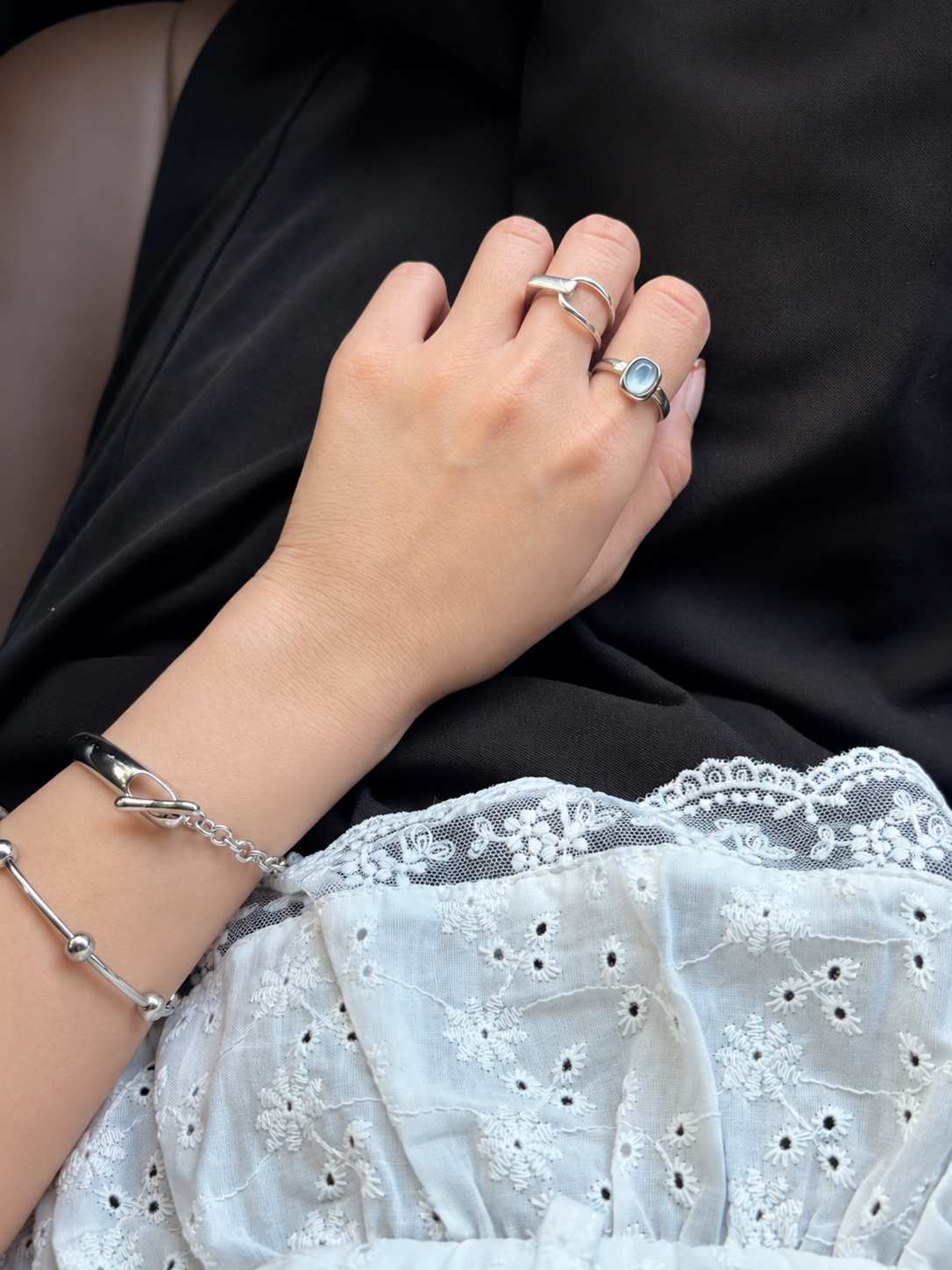 S925 chain x curve bracelet