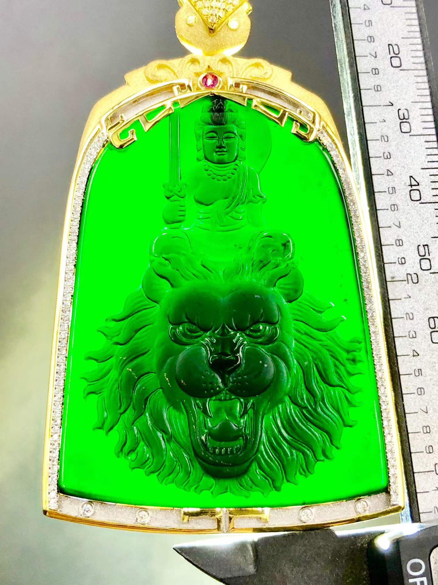 翡翠墨翠文殊菩薩,天然翡翠A玉, 緬甸玉, Jade, Jadeite