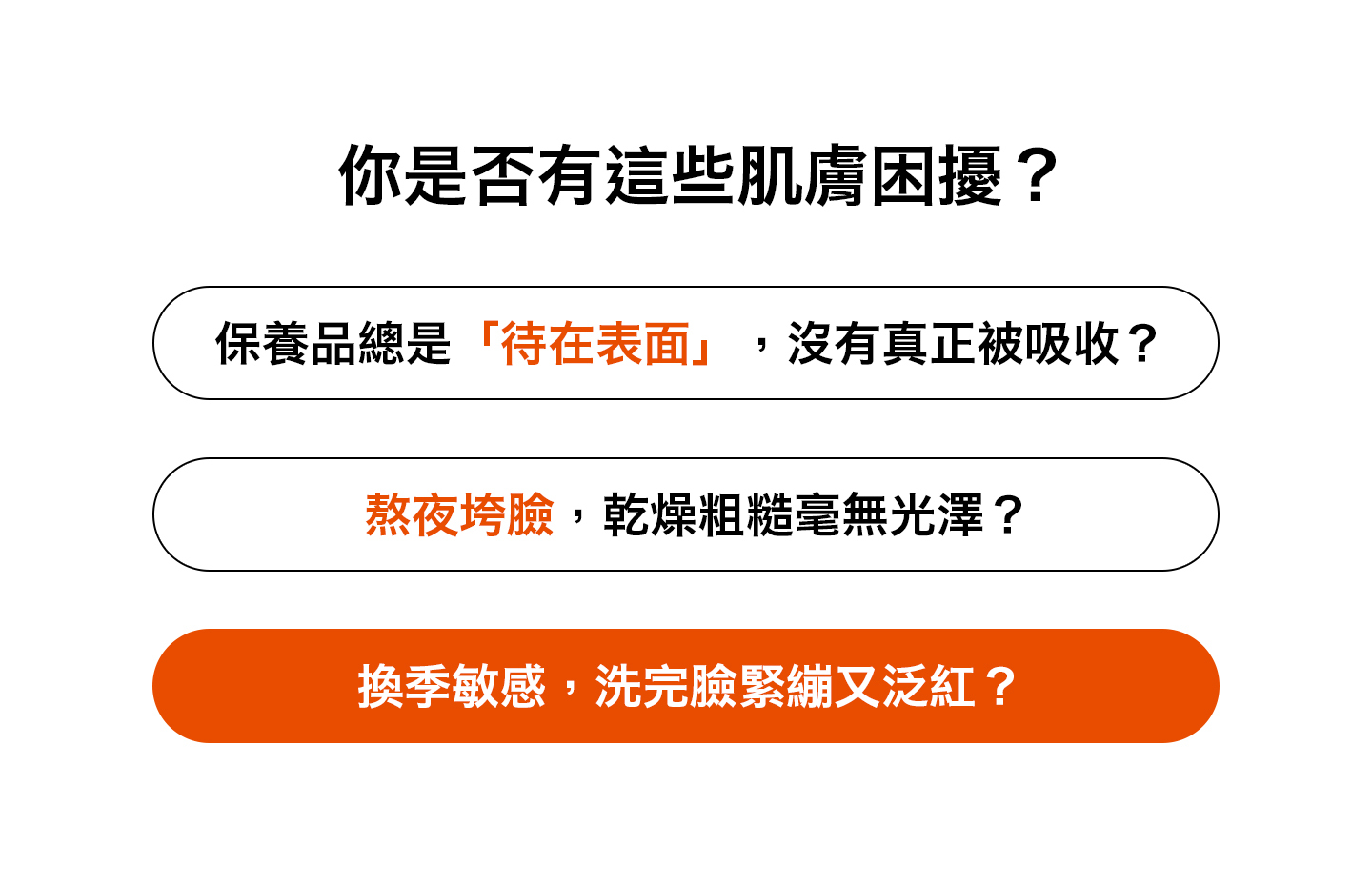 nomel 肌能賦活前導液 說明常見肌膚困擾問題情境圖