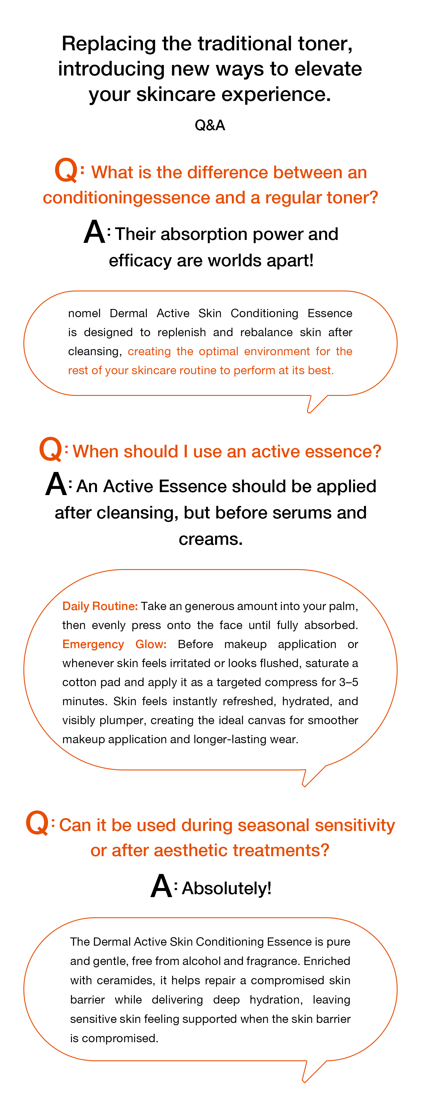 nomel Dermal Active Skin Conditioning Essence frequently asked questions