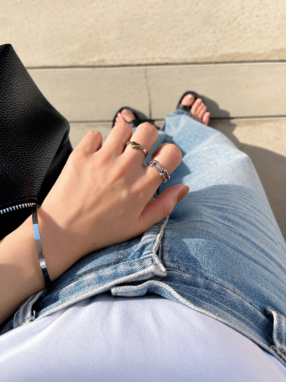 SS heart bangle ring