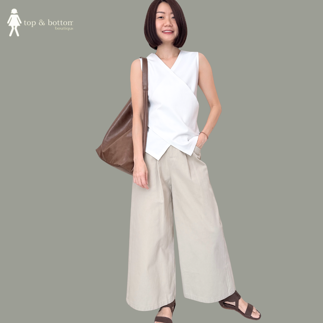 SLEEVELESS V NECK OVERLAP BLOUSE