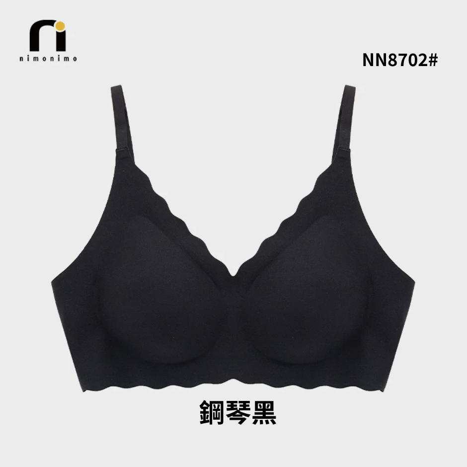INN-CCG0723-106 NN8702#細肩帶小浪花背扣內衣-鋼琴黑 (A6)