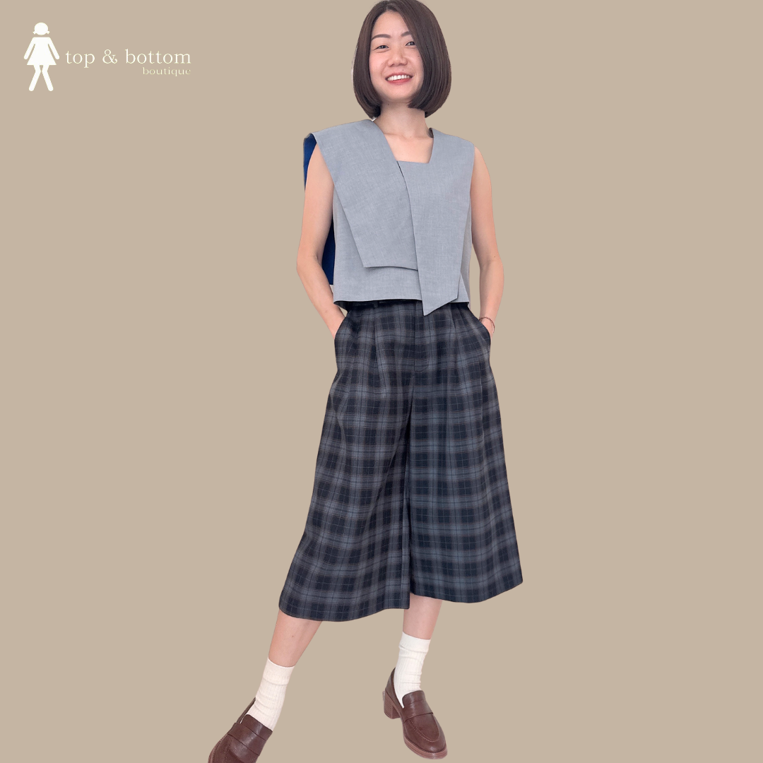 SOLID ASYMMETRIC CROP BLOUSE