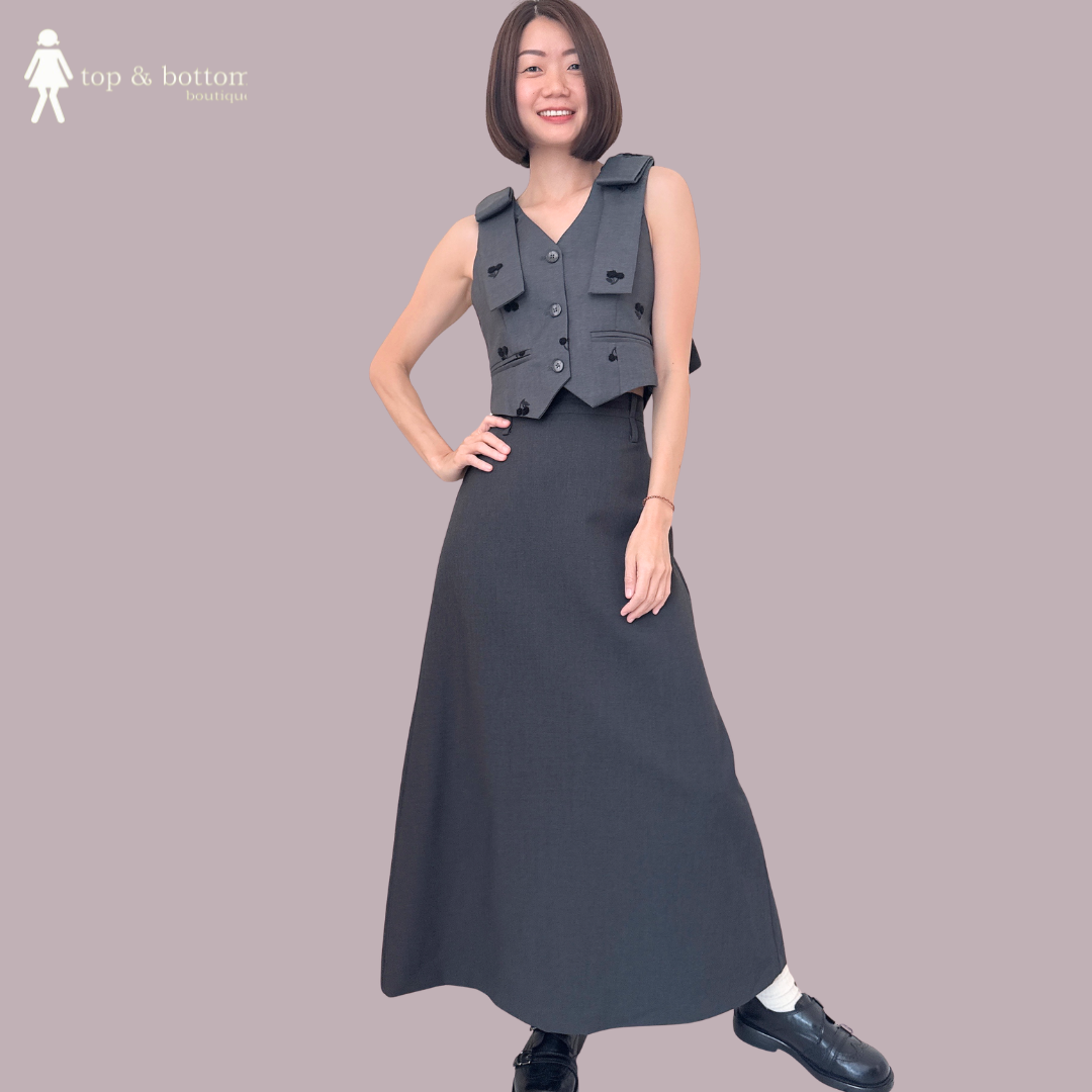 DETACHABLE PLEATS SOLID LONG SKIRT (2PCS)