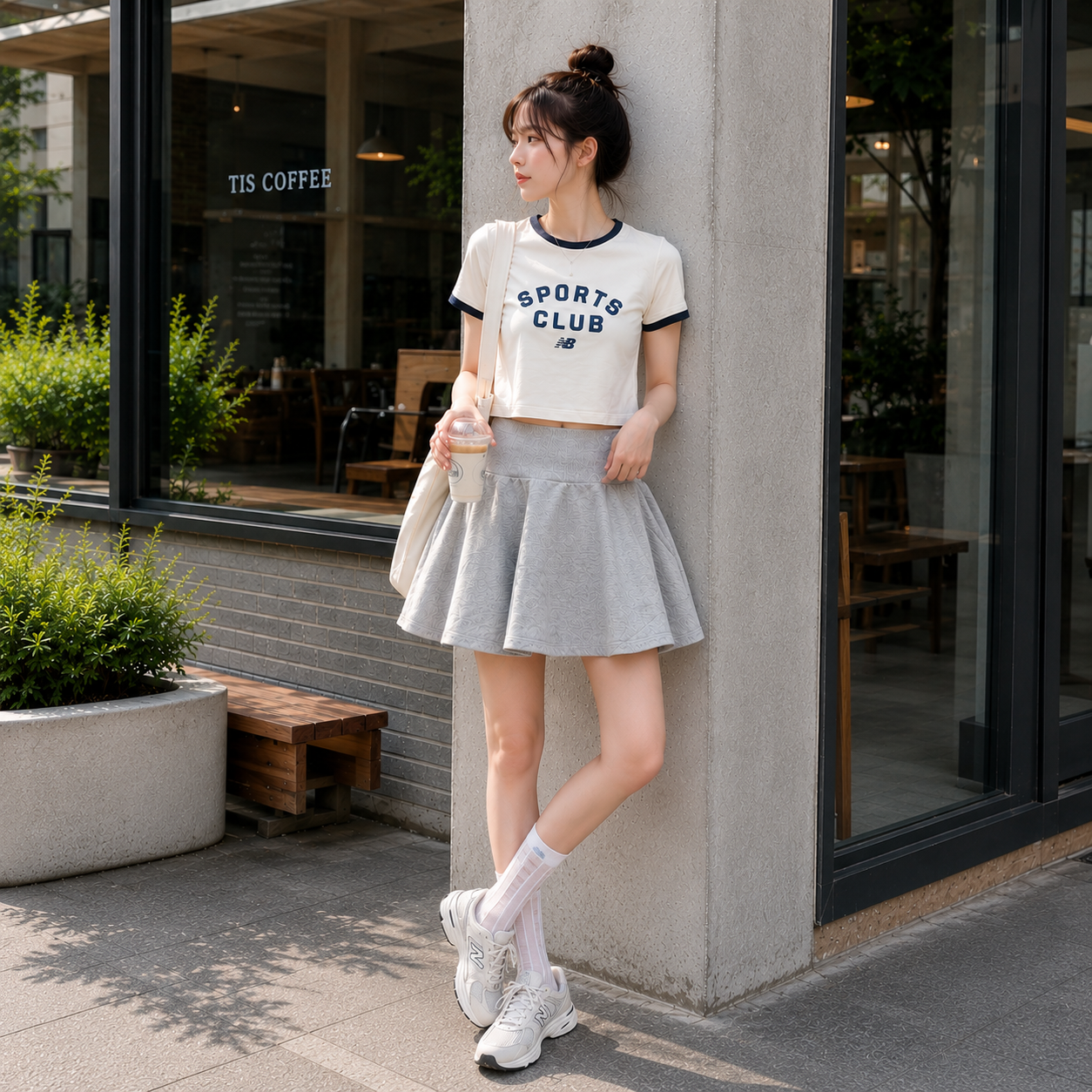 NEW BALANCE 短裙 NB 麻灰 棉質 傘狀 短褲裙 女 WB62U9FHAGT