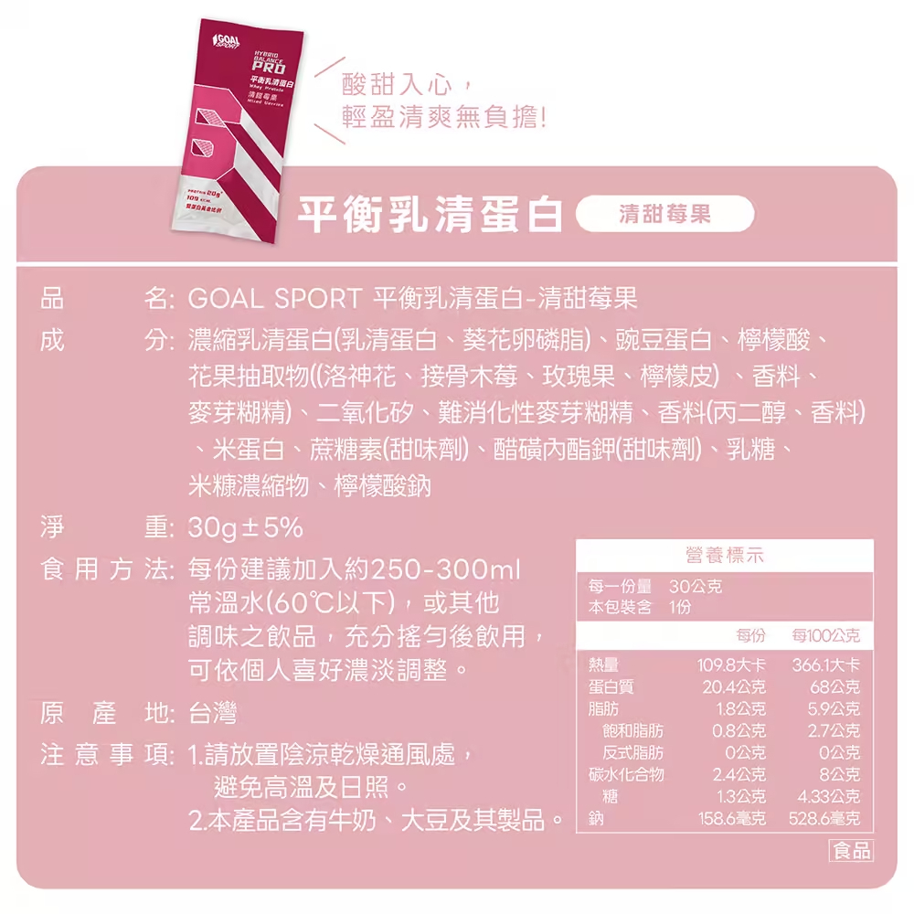 Goal Sport 雙源蛋白配方-清甜莓果 (單入/16入/60入)