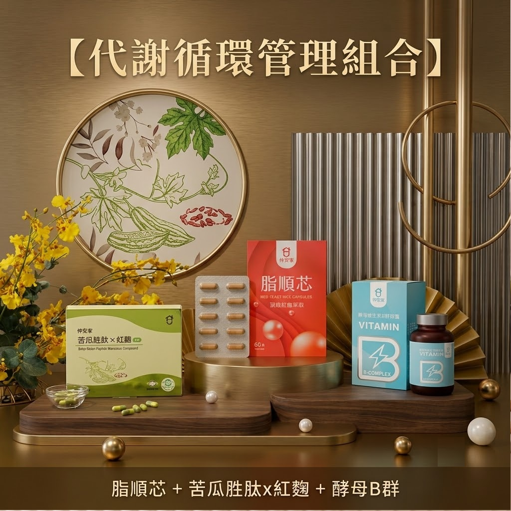 代謝循環管理組 (脂順芯+苦瓜胜肽*紅麴+酵母維生素B群)