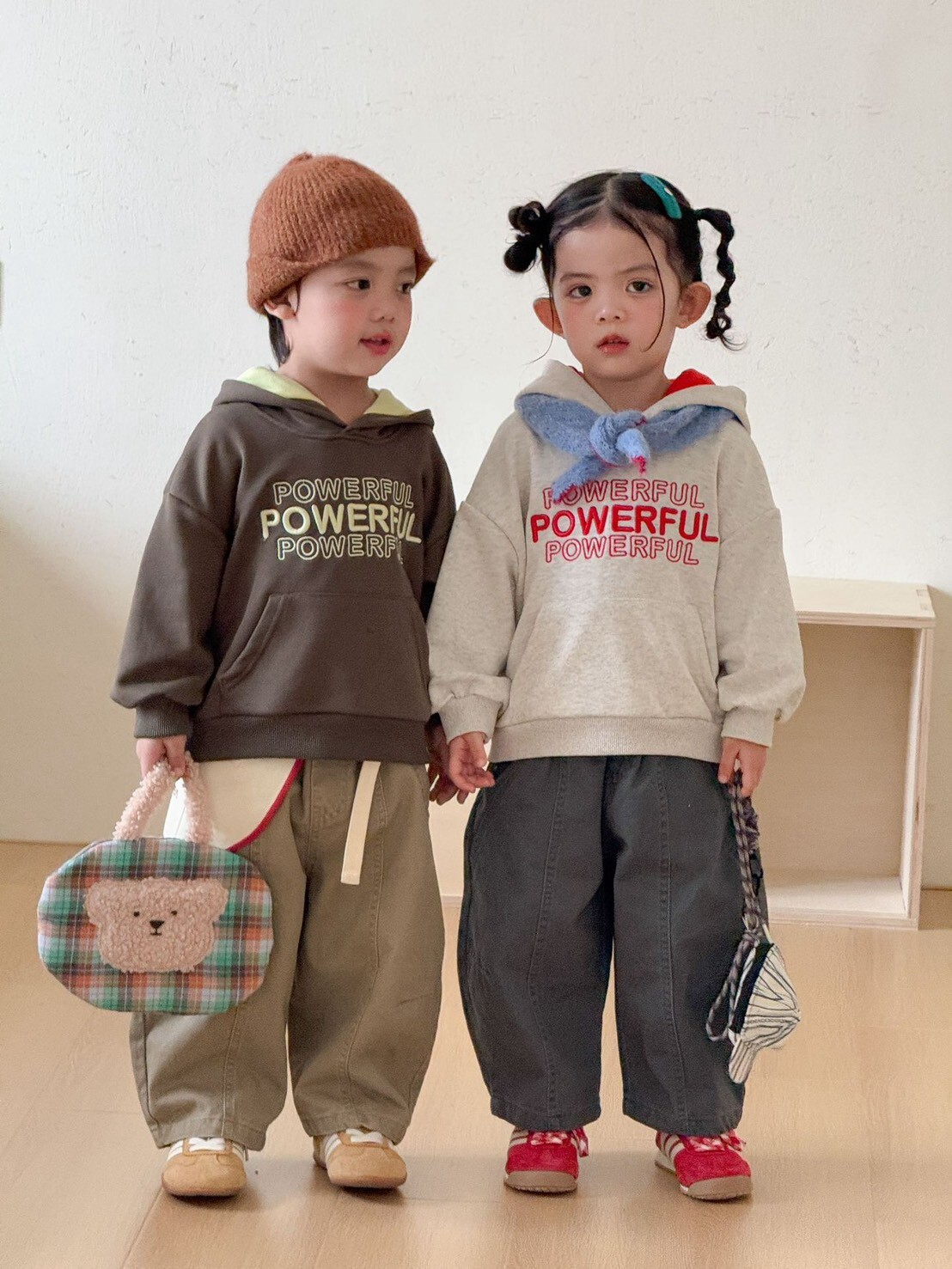 🍁  秋裝 ꒱ 兄弟姐妹POWERFUL 連帽大學TEE ꕀꕀ