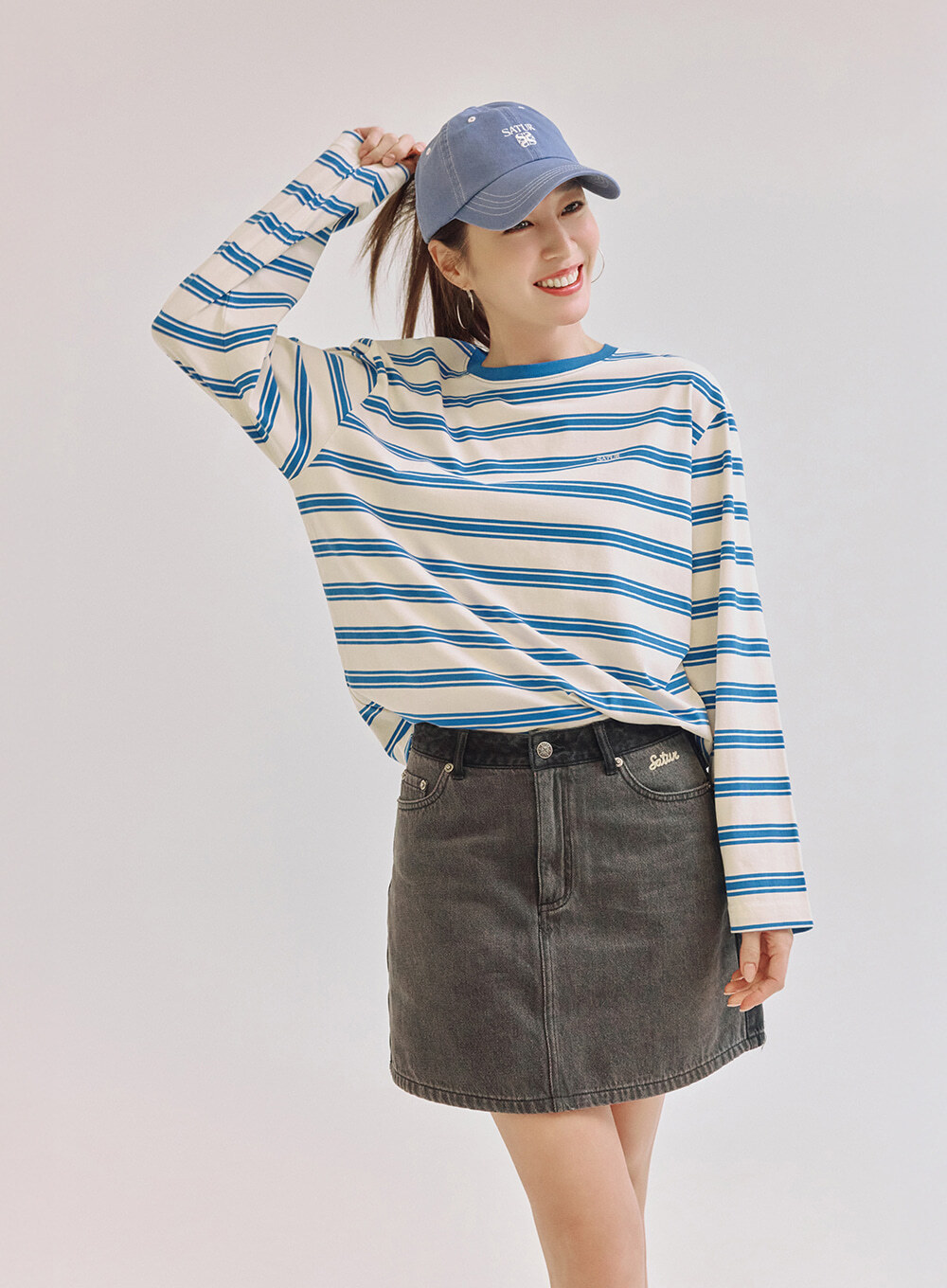 Satur｜SA262WDK0 (W) Contrast Denim Mini Skirt [3 colors]