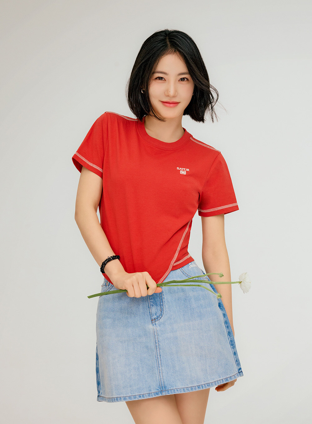 Satur｜SA262WDK0 (W) Contrast Denim Mini Skirt [3 colors]