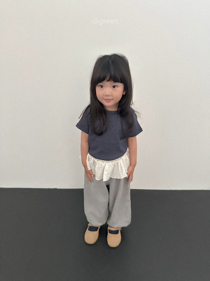 正韓秋Digreenkids 兩色花邊寬鬆感運動褲