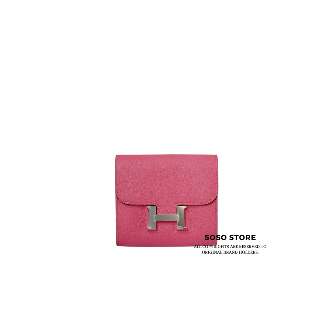 Hermes Portefeuille Constance Compact - Rose Azalee / SHW